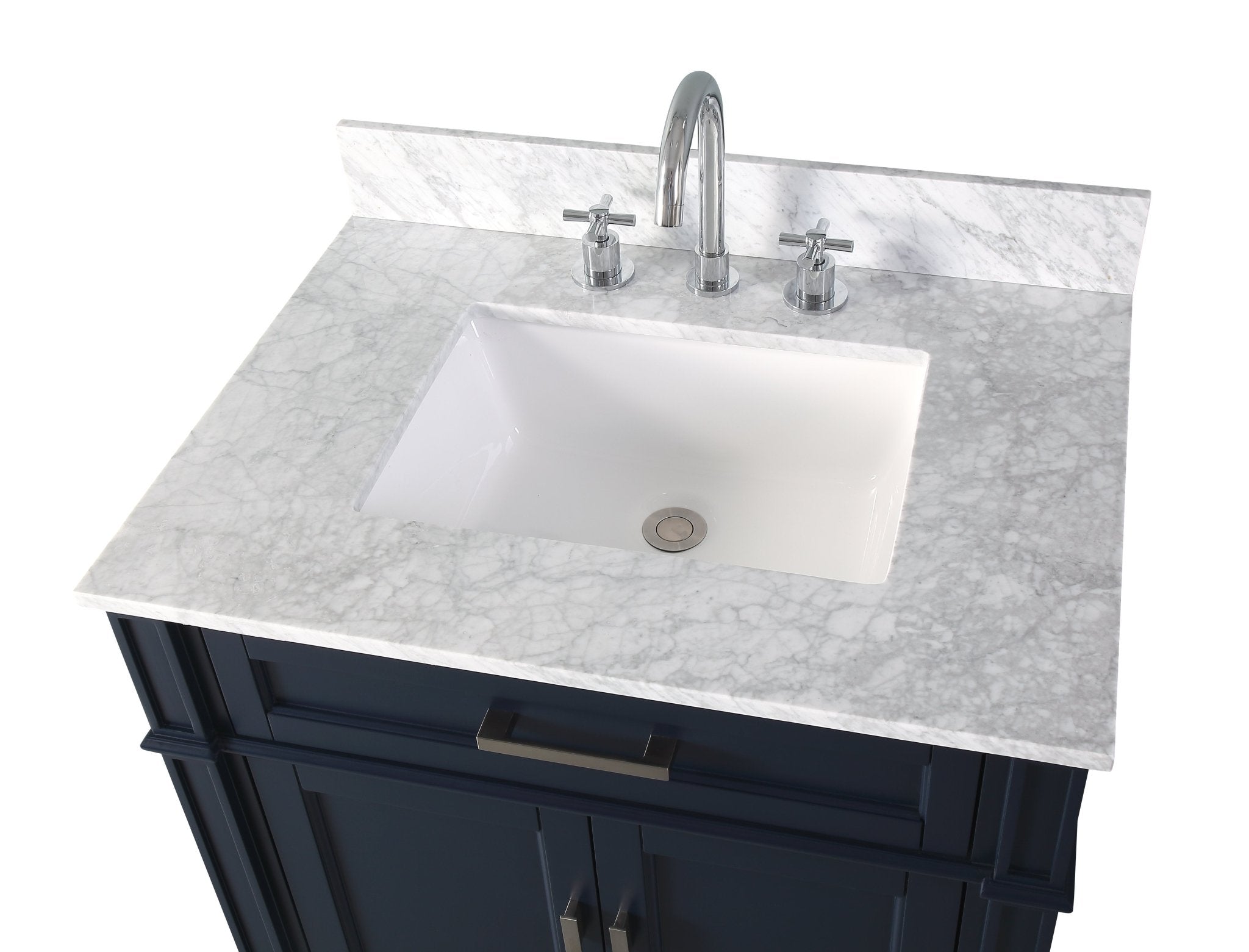 Chans Furniture QT-1808-V30NB 30 Inch Durand Modern Navy Blue Bathroom Sink Vanity with Stone Counter Top