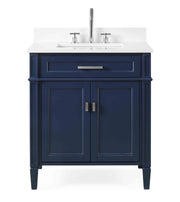 Chans Furniture QT-1808-V30NB 30 Inch Durand Modern Navy Blue Bathroom Sink Vanity with Stone Counter Top