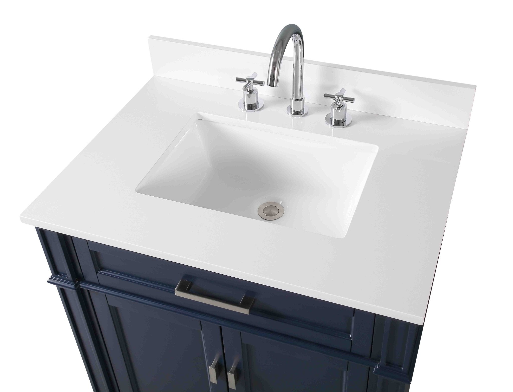 Chans Furniture QT-1808-V30NB 30 Inch Durand Modern Navy Blue Bathroom Sink Vanity with Stone Counter Top