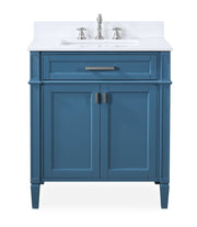 Chans Furniture QT-1808-V30TB 30 Inch Durand Modern Teal Blue Bathroom Sink Vanity with Stone Counter Top