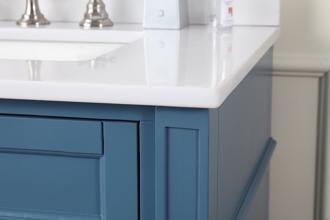Chans Furniture QT-1808-V30TB 30 Inch Durand Modern Teal Blue Bathroom Sink Vanity with Stone Counter Top
