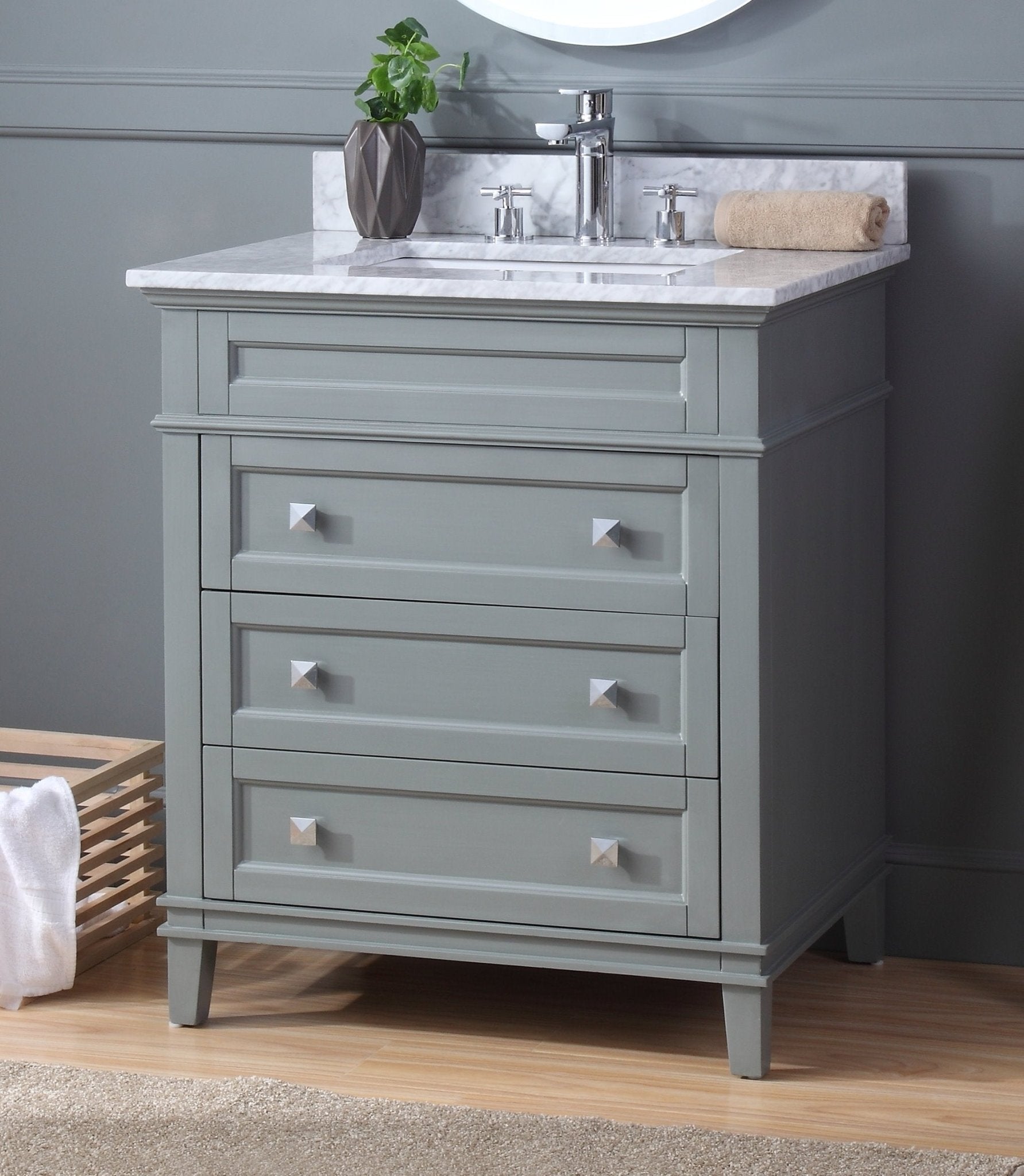 Chans Furniture QT-1810-V30CK 30" Tennant Brand Felix Modern Style Gray Bathroom Vanity