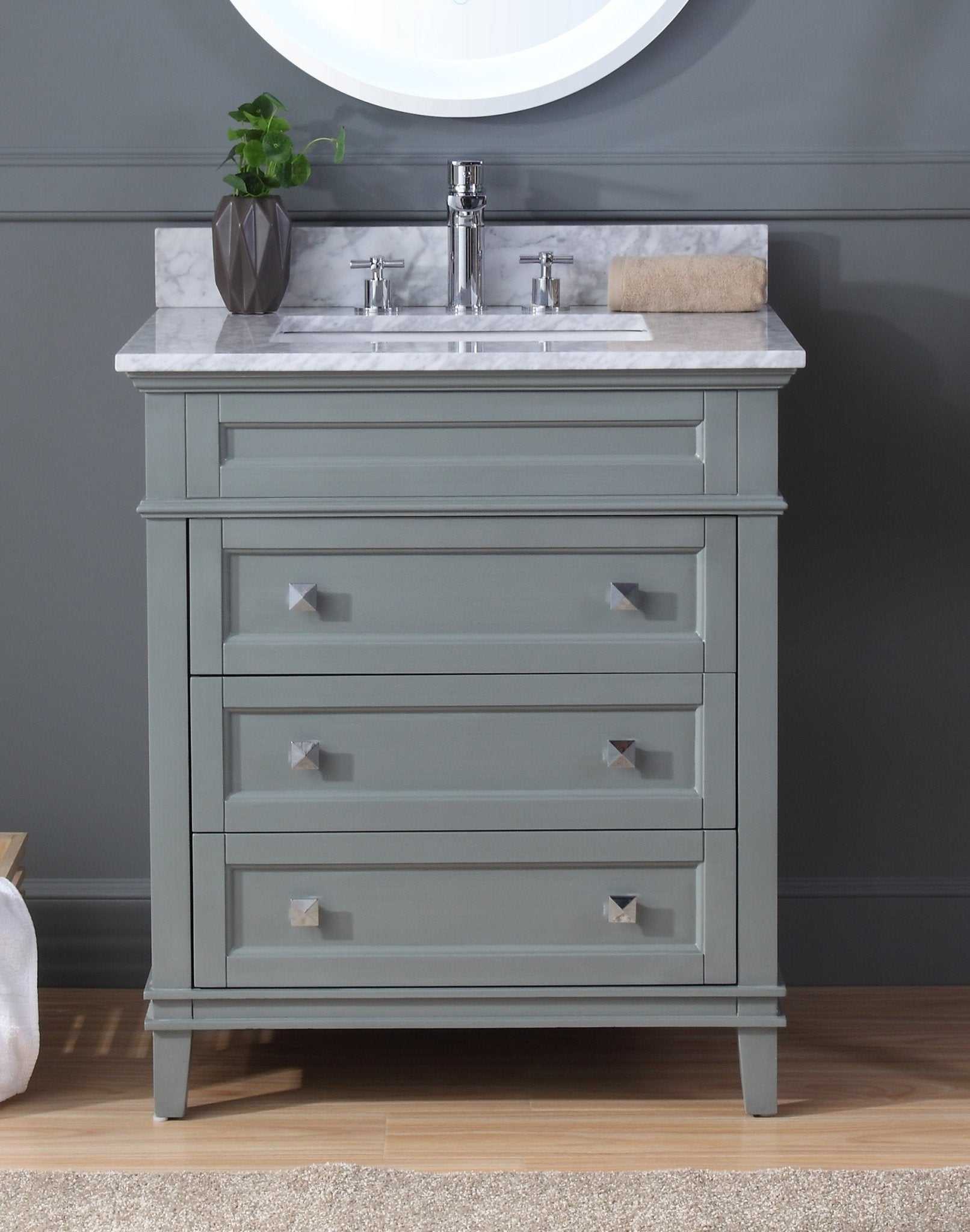 Chans Furniture QT-1810-V30CK 30" Tennant Brand Felix Modern Style Gray Bathroom Vanity