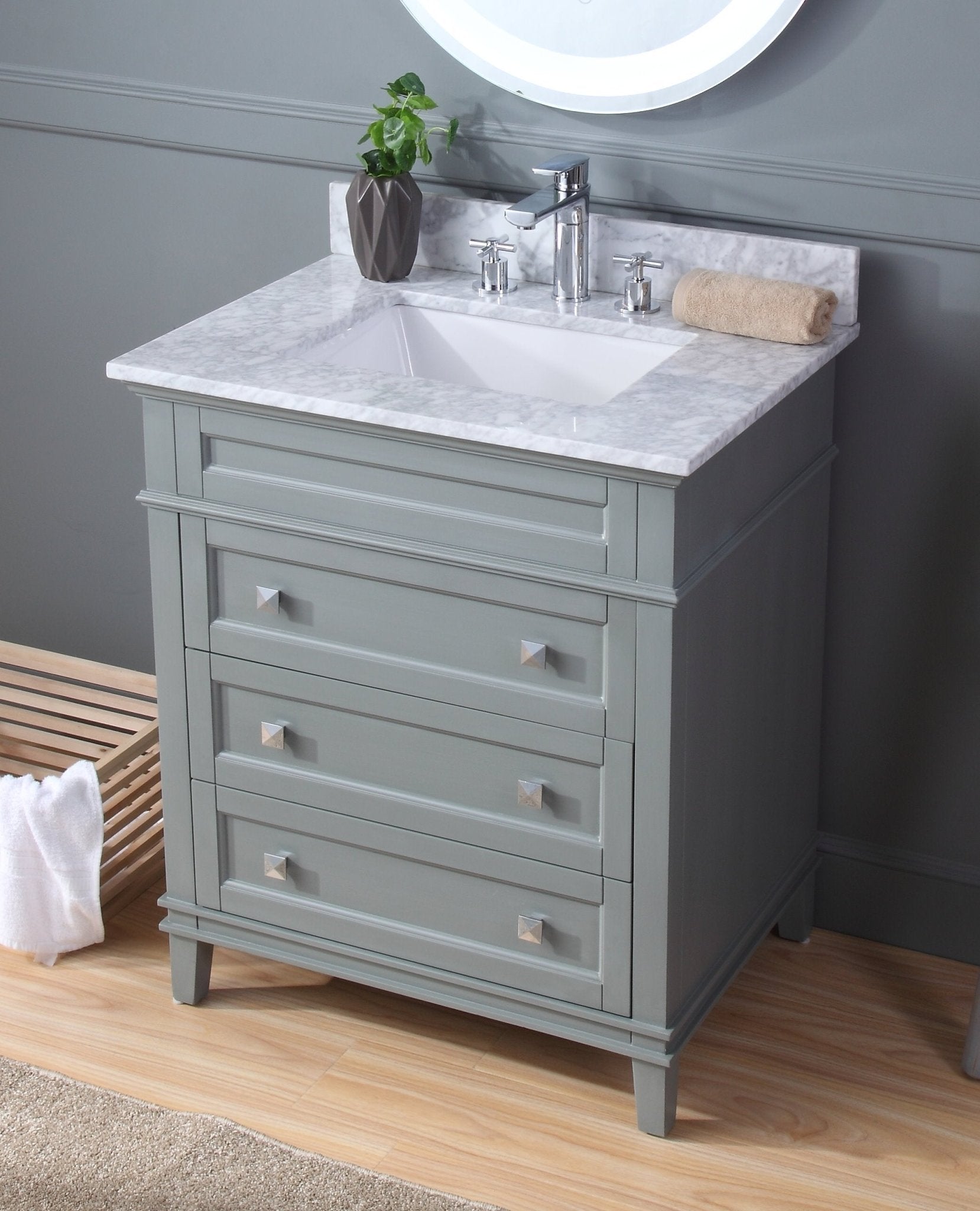 Chans Furniture QT-1810-V30CK 30" Tennant Brand Felix Modern Style Gray Bathroom Vanity
