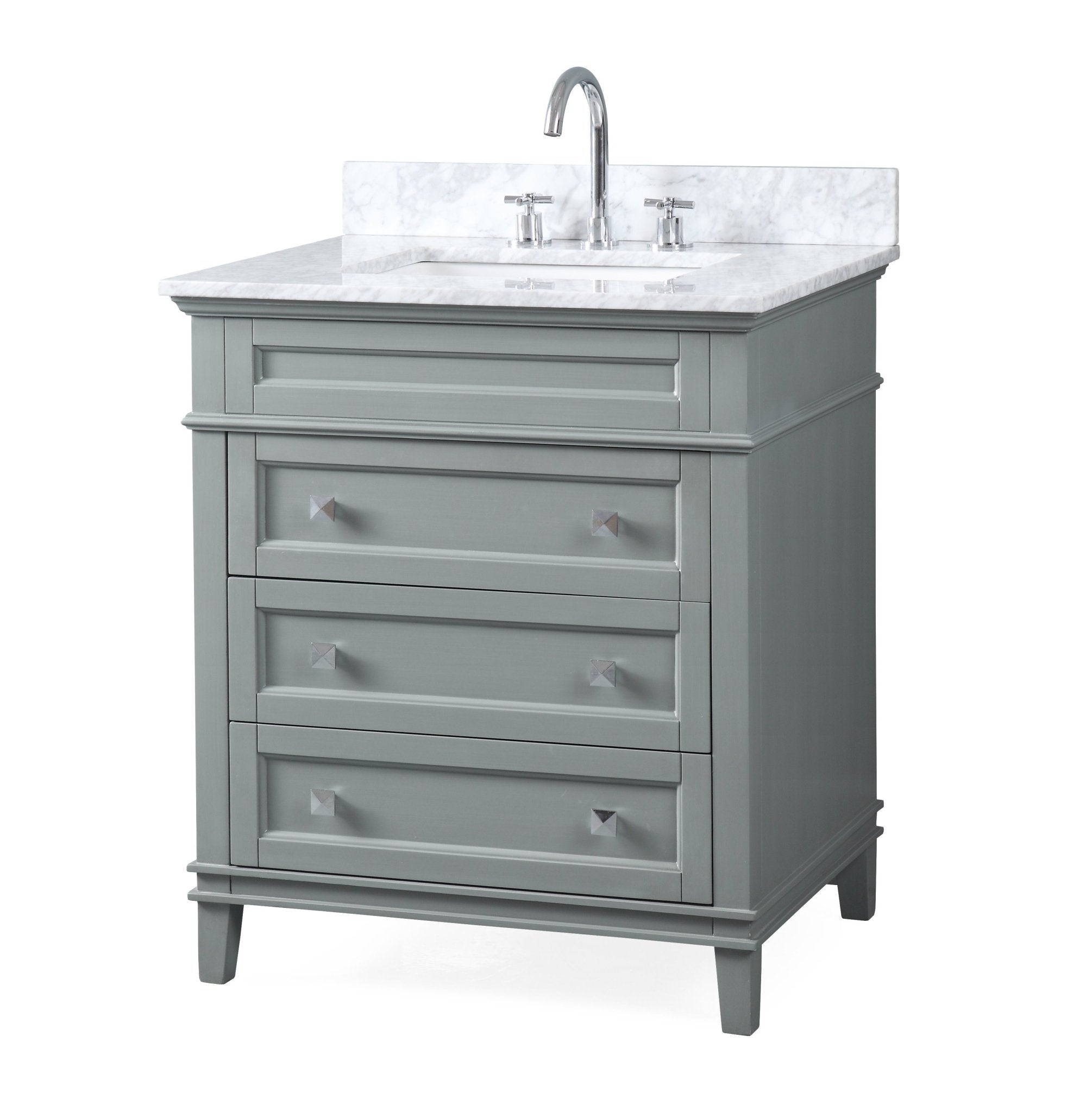 Chans Furniture QT-1810-V30CK 30" Tennant Brand Felix Modern Style Gray Bathroom Vanity