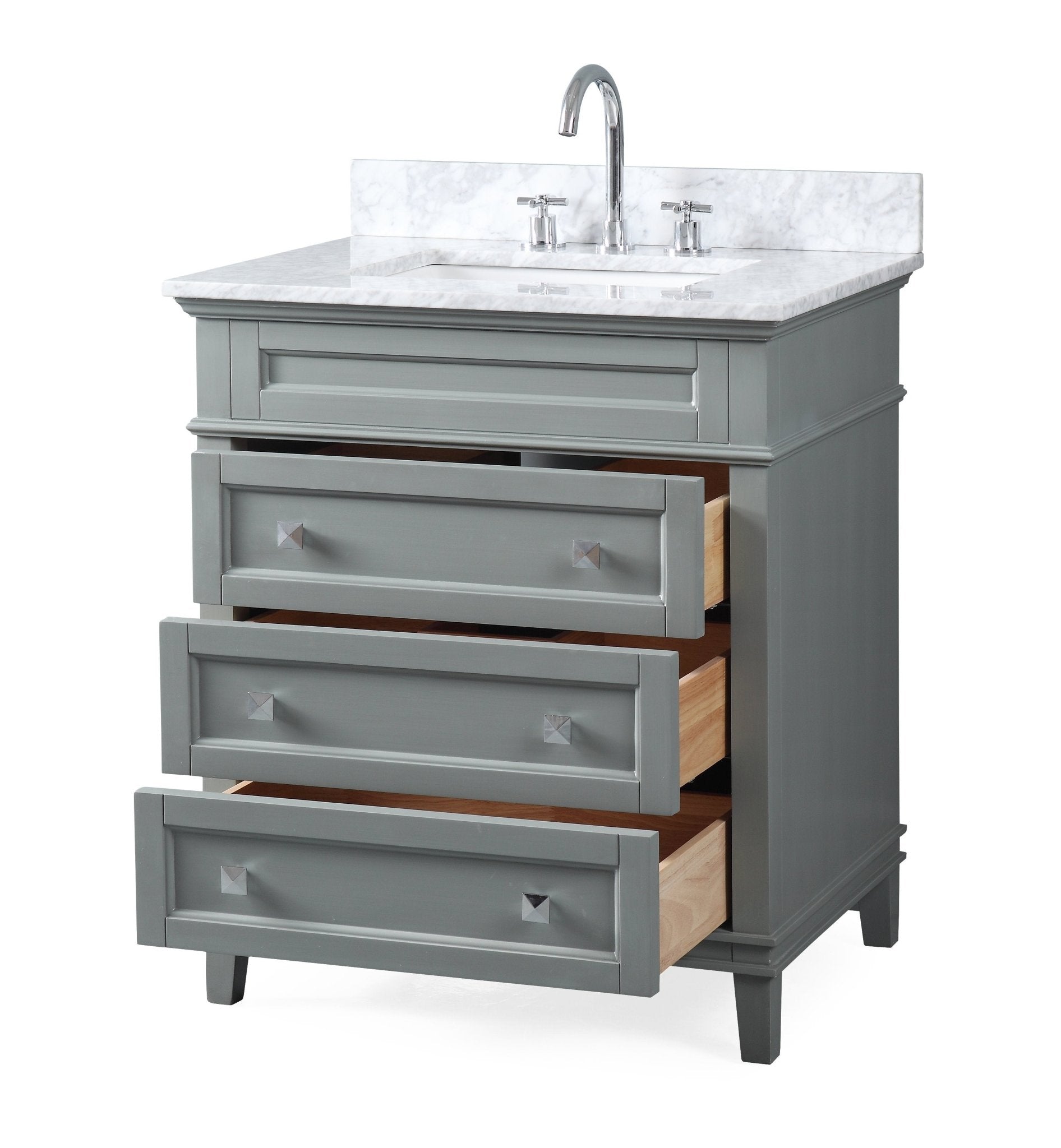 Chans Furniture QT-1810-V30CK 30" Tennant Brand Felix Modern Style Gray Bathroom Vanity