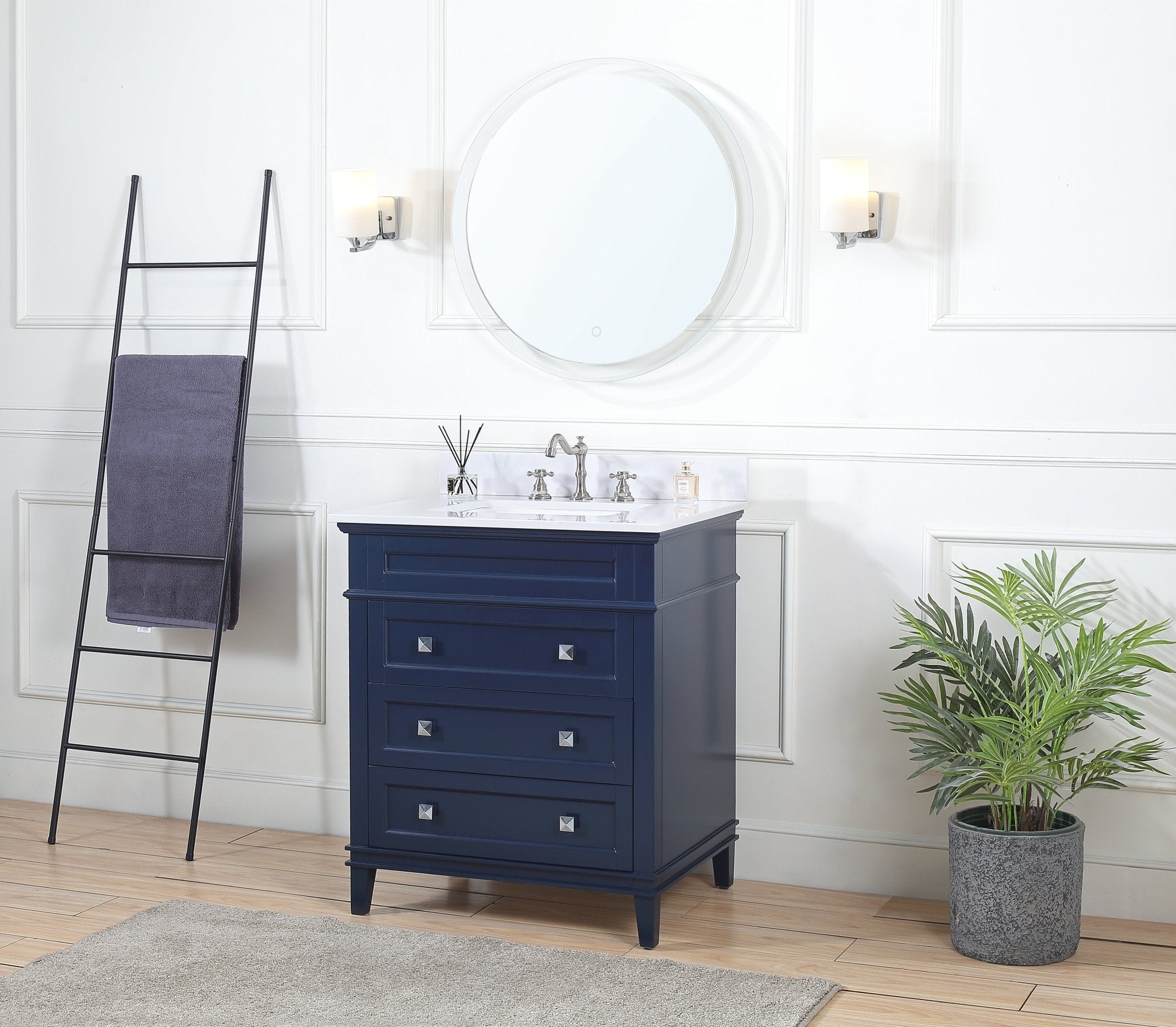 Chans Furniture QT-1810-V30NB 30" Tennant Brand Felix Modern Style Navy Blue Bathroom Vanity