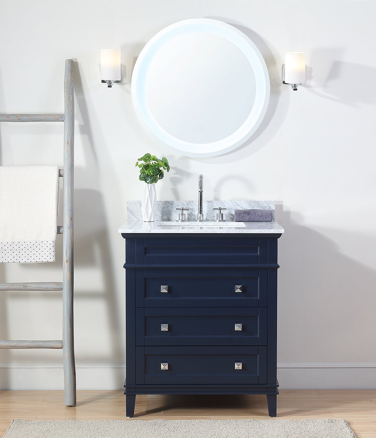 Chans Furniture QT-1810-V30NB 30" Tennant Brand Felix Modern Style Navy Blue Bathroom Vanity