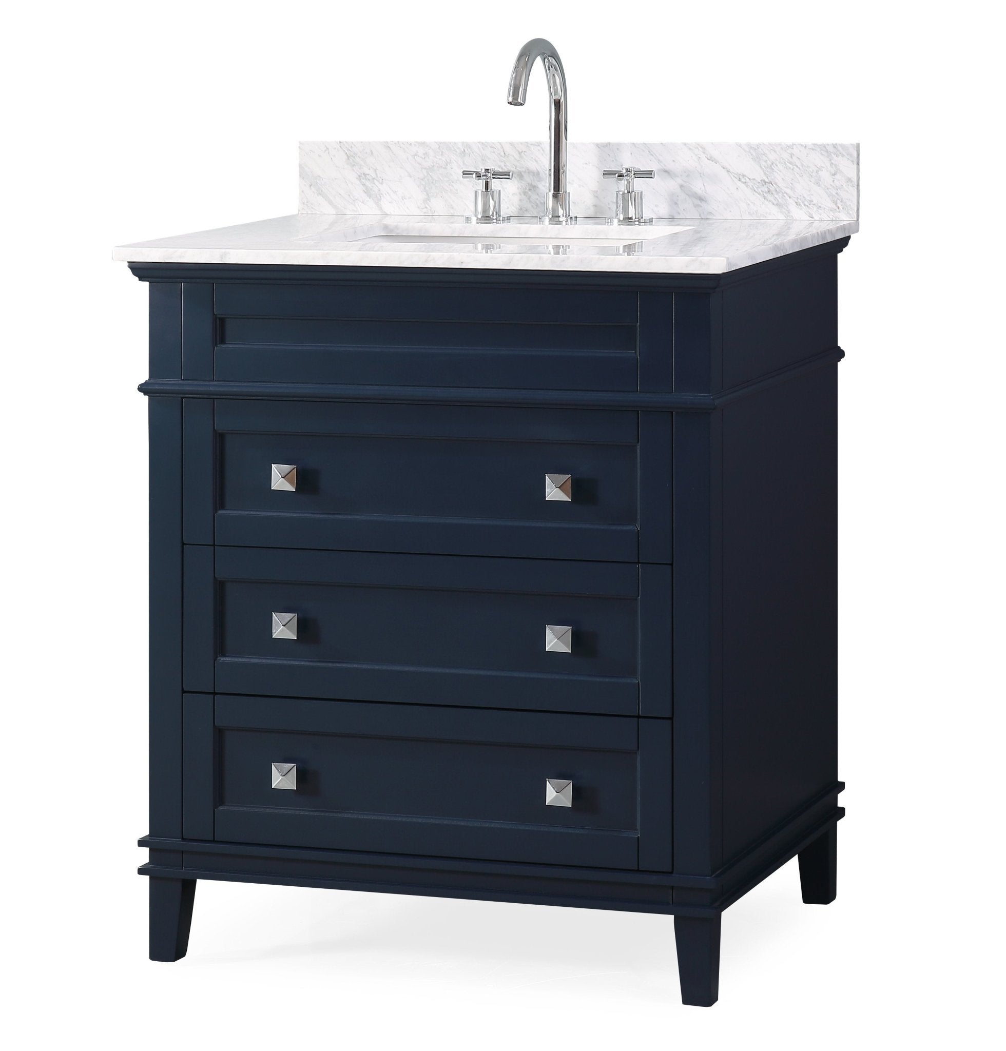 Chans Furniture QT-1810-V30NB 30" Tennant Brand Felix Modern Style Navy Blue Bathroom Vanity