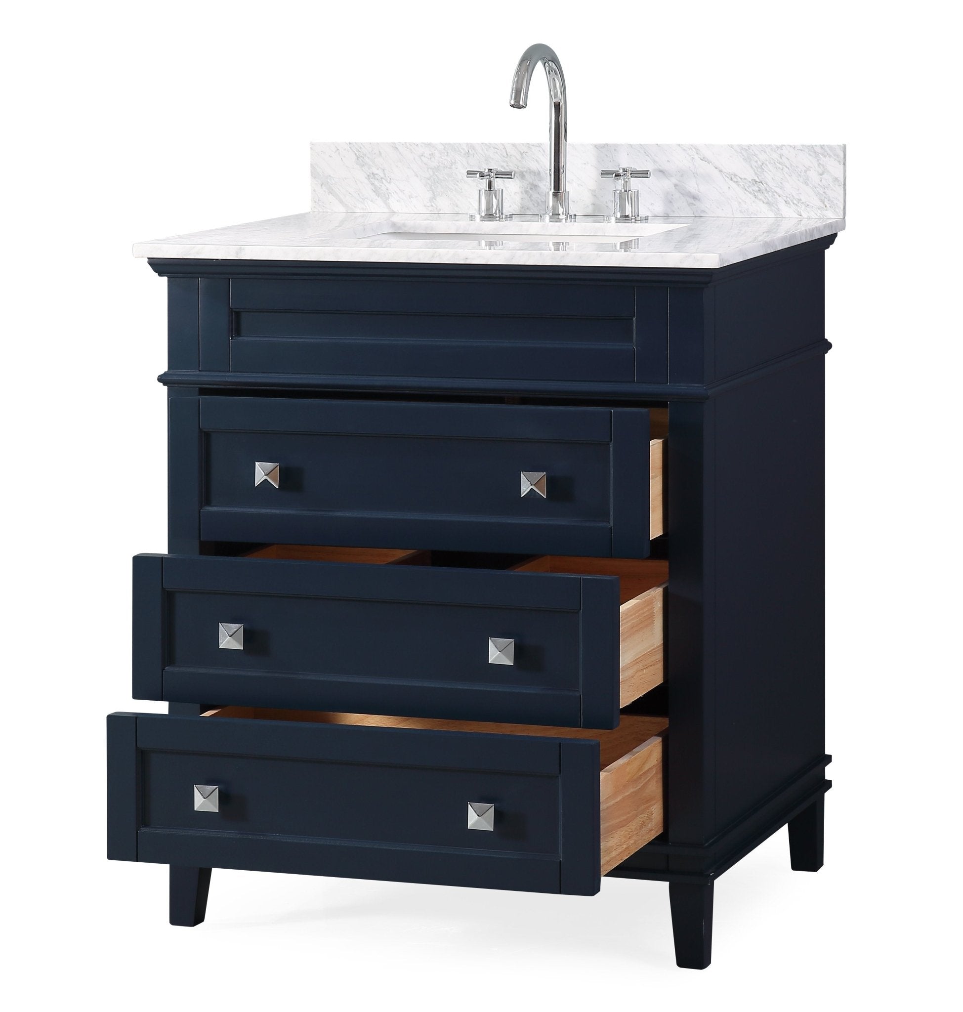Chans Furniture QT-1810-V30NB 30" Tennant Brand Felix Modern Style Navy Blue Bathroom Vanity
