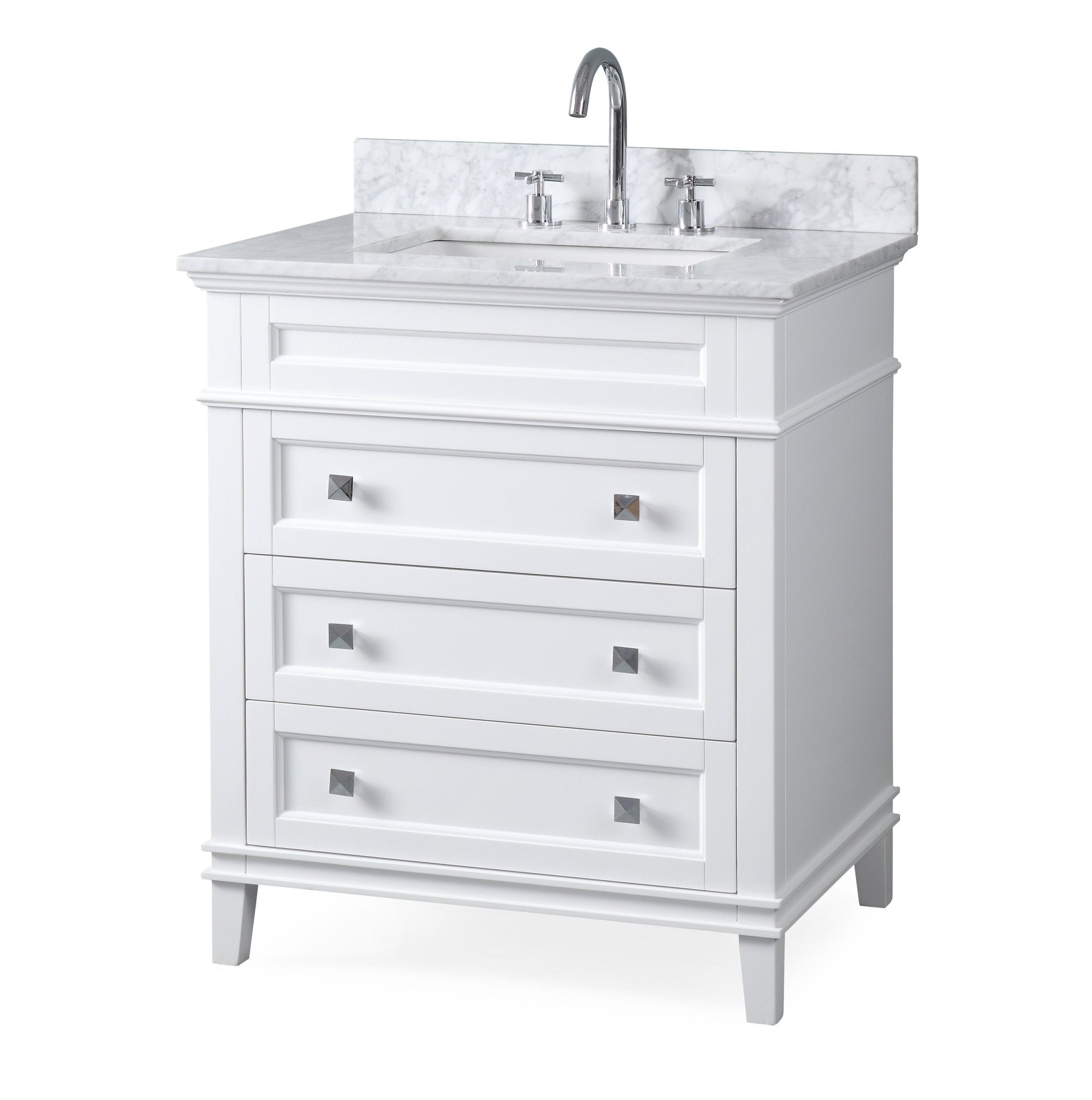 Chans Furniture QT-1810-V30W 30" Tennant Brand Felix Modern Style White Bathroom Vanity