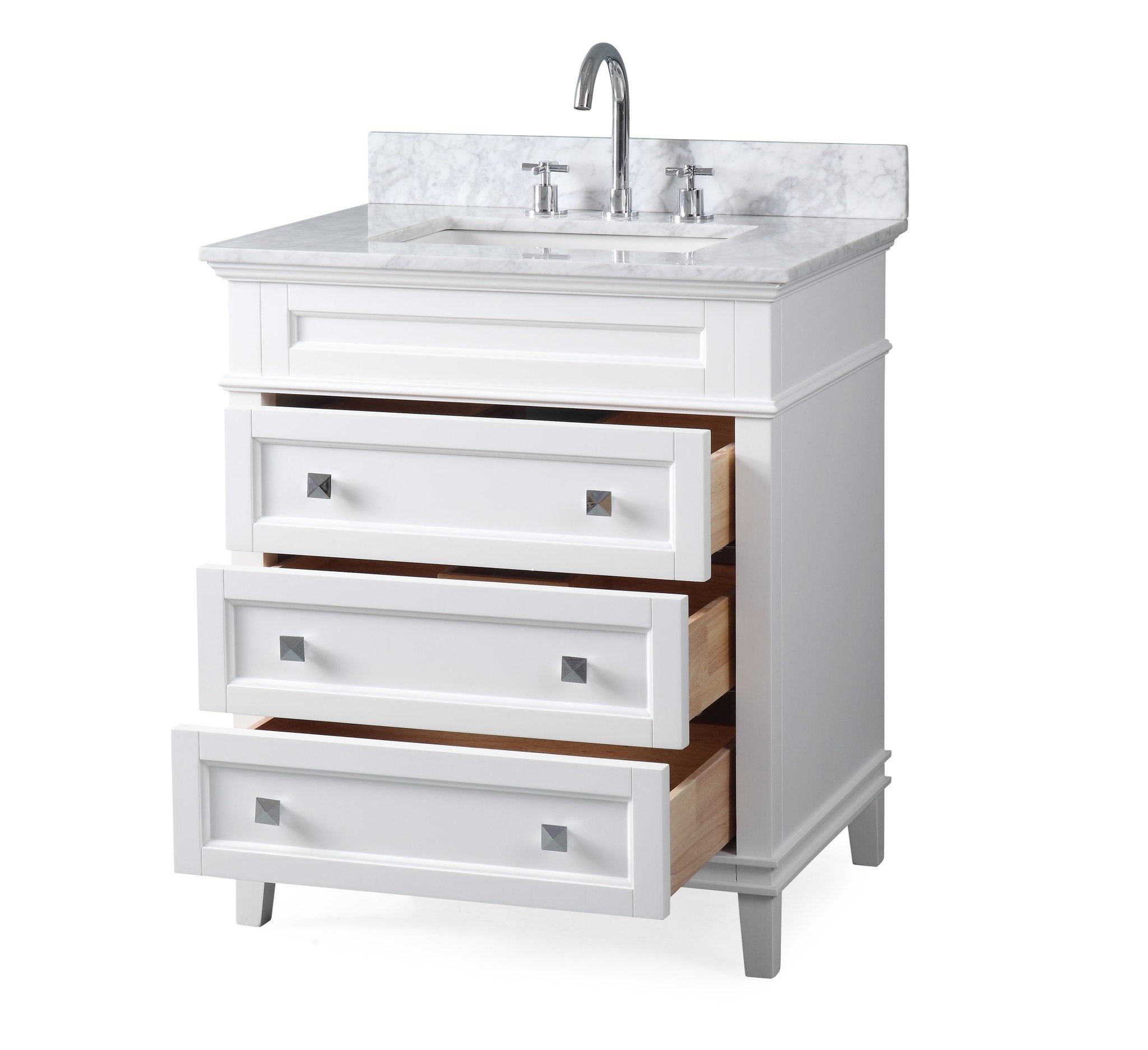 Chans Furniture QT-1810-V30W 30" Tennant Brand Felix Modern Style White Bathroom Vanity