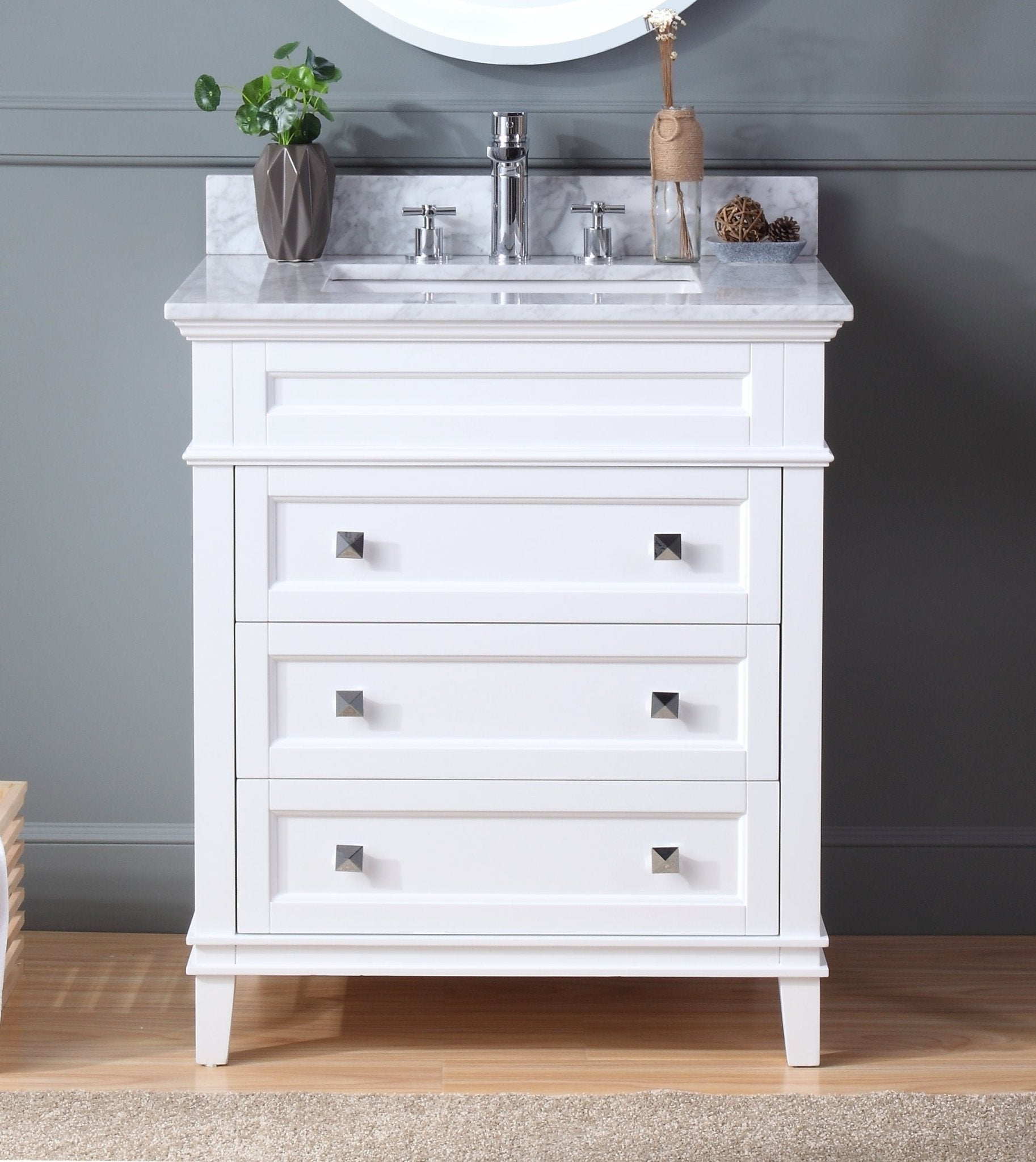 Chans Furniture QT-1810-V30W 30" Tennant Brand Felix Modern Style White Bathroom Vanity