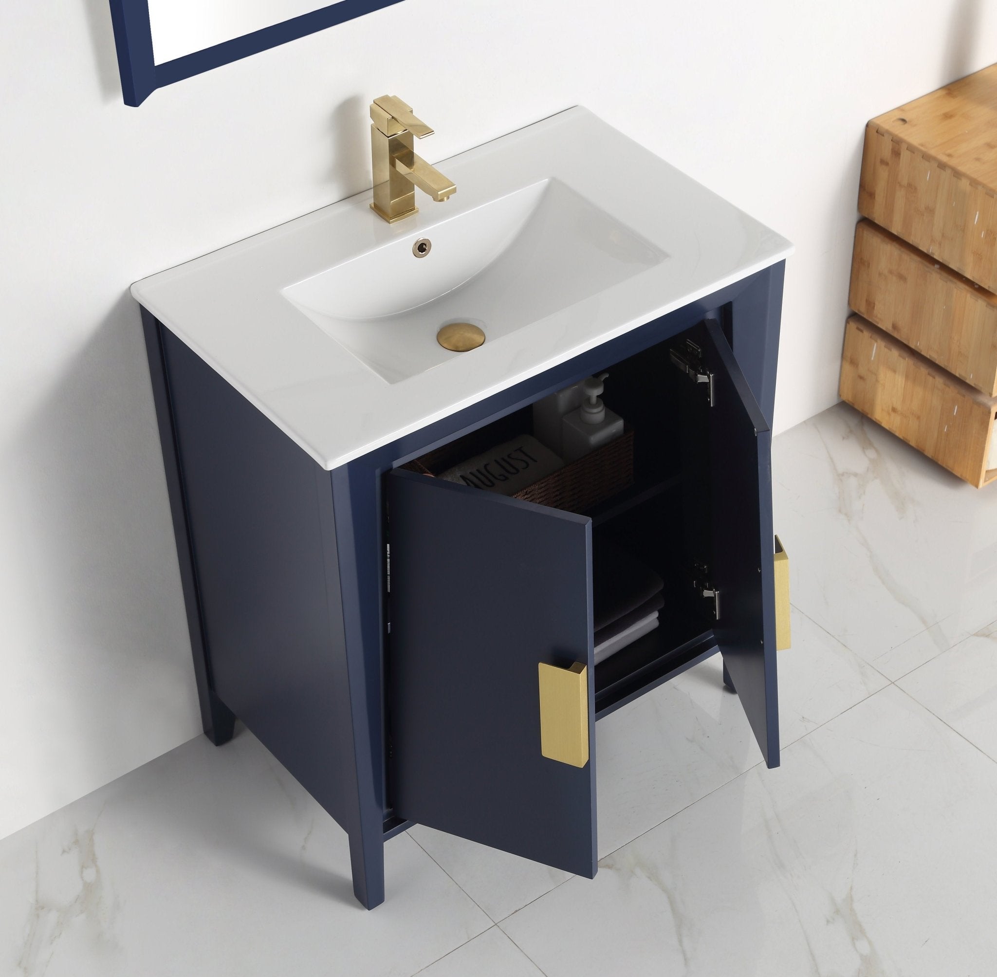 Chans Furniture CL-22NB30-ZI 30" Tennant Brand Larvotto Navy Blue Contemporary Bathroom Vanity