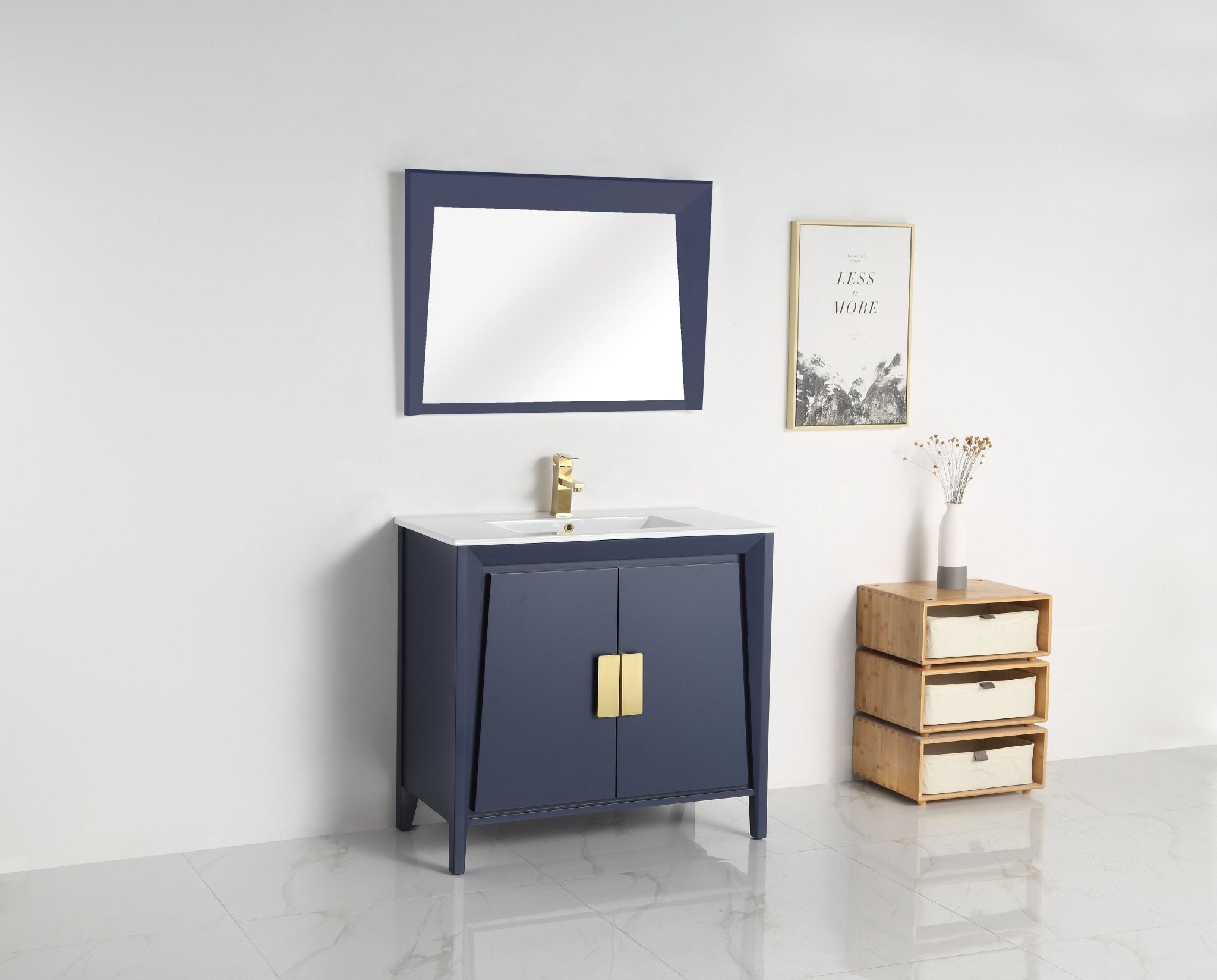 Chans Furniture CL-22NB30-ZI 30" Tennant Brand Larvotto Navy Blue Contemporary Bathroom Vanity