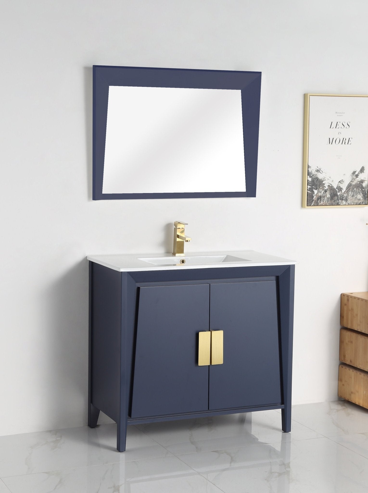 Chans Furniture CL-22NB30-ZI 30" Tennant Brand Larvotto Navy Blue Contemporary Bathroom Vanity