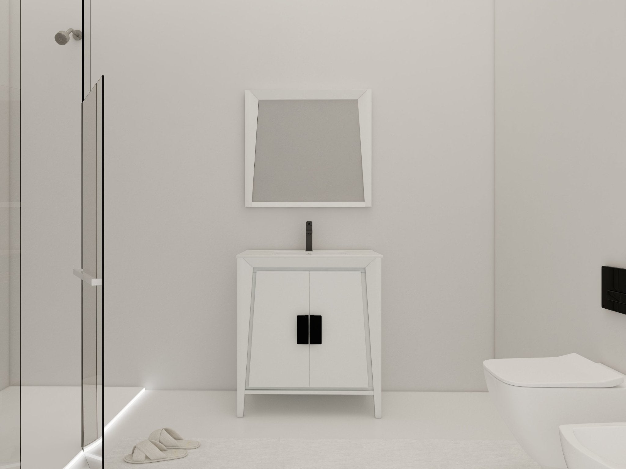 Chans Furniture CL-22WHT30-ZI 30" Tennant Brand Larvotto White Contemporary Bathroom Vanity