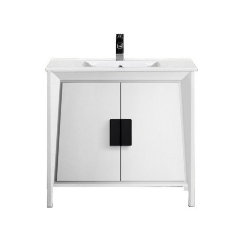 Chans Furniture CL-22WHT30-ZI 30" Tennant Brand Larvotto White Contemporary Bathroom Vanity