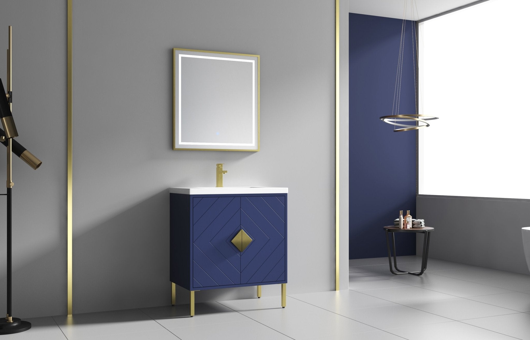 Chans Furniture AC-66NB30 30"  Tennant Brand Modern Style Navy Blue Eileen Bathroom Sink Vanity