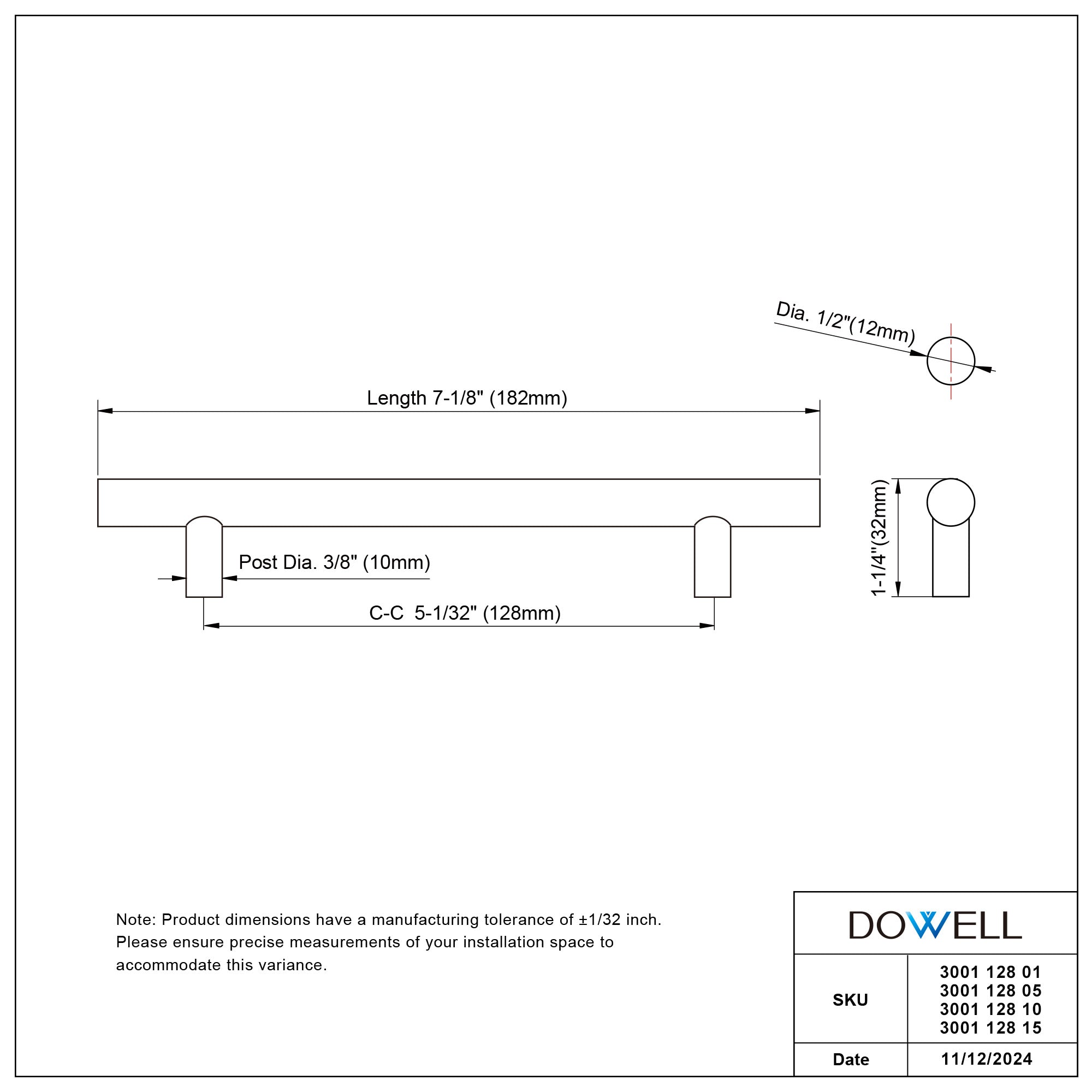 Stainless Steel Handle 3001 128 01