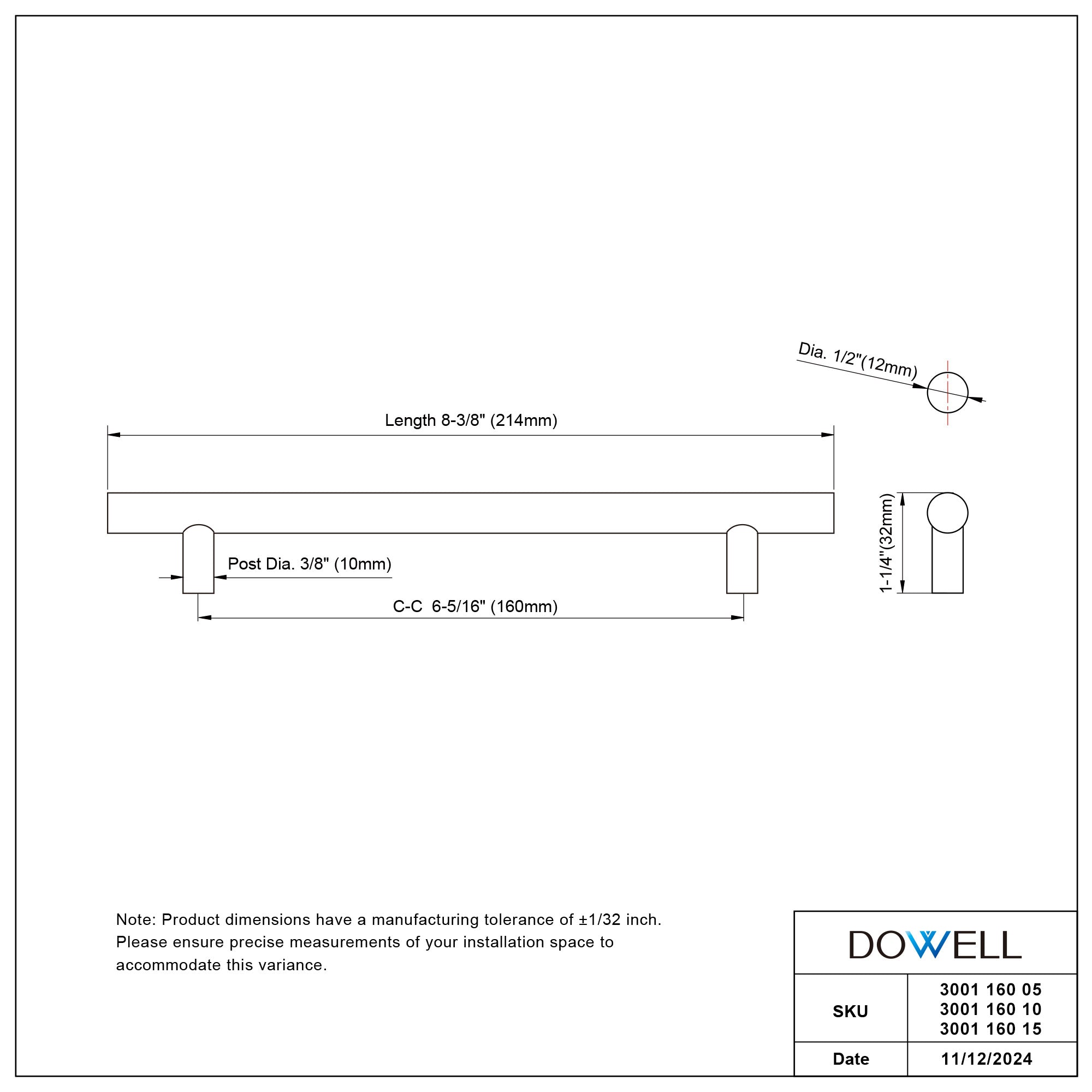 Aluminium Handle 3001 160