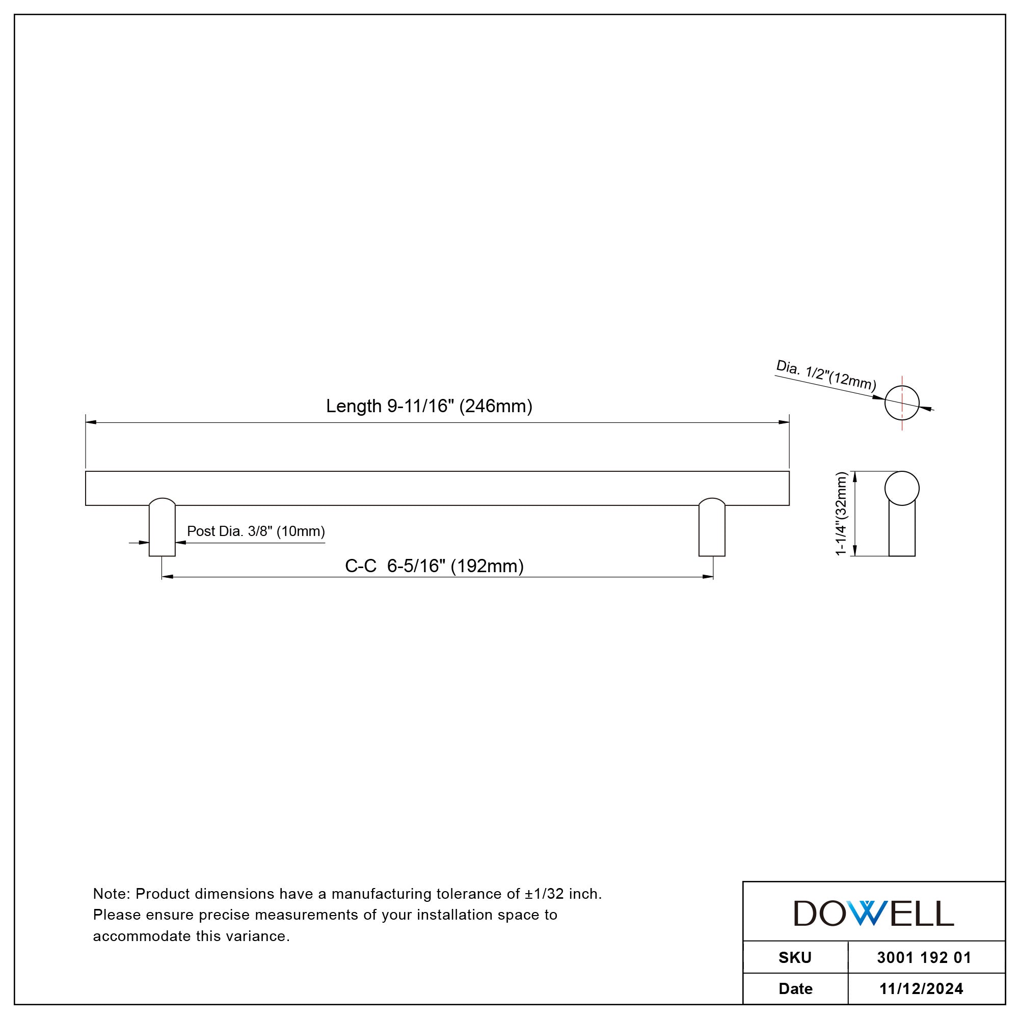 Stainless Steel Handle 3001 192 01