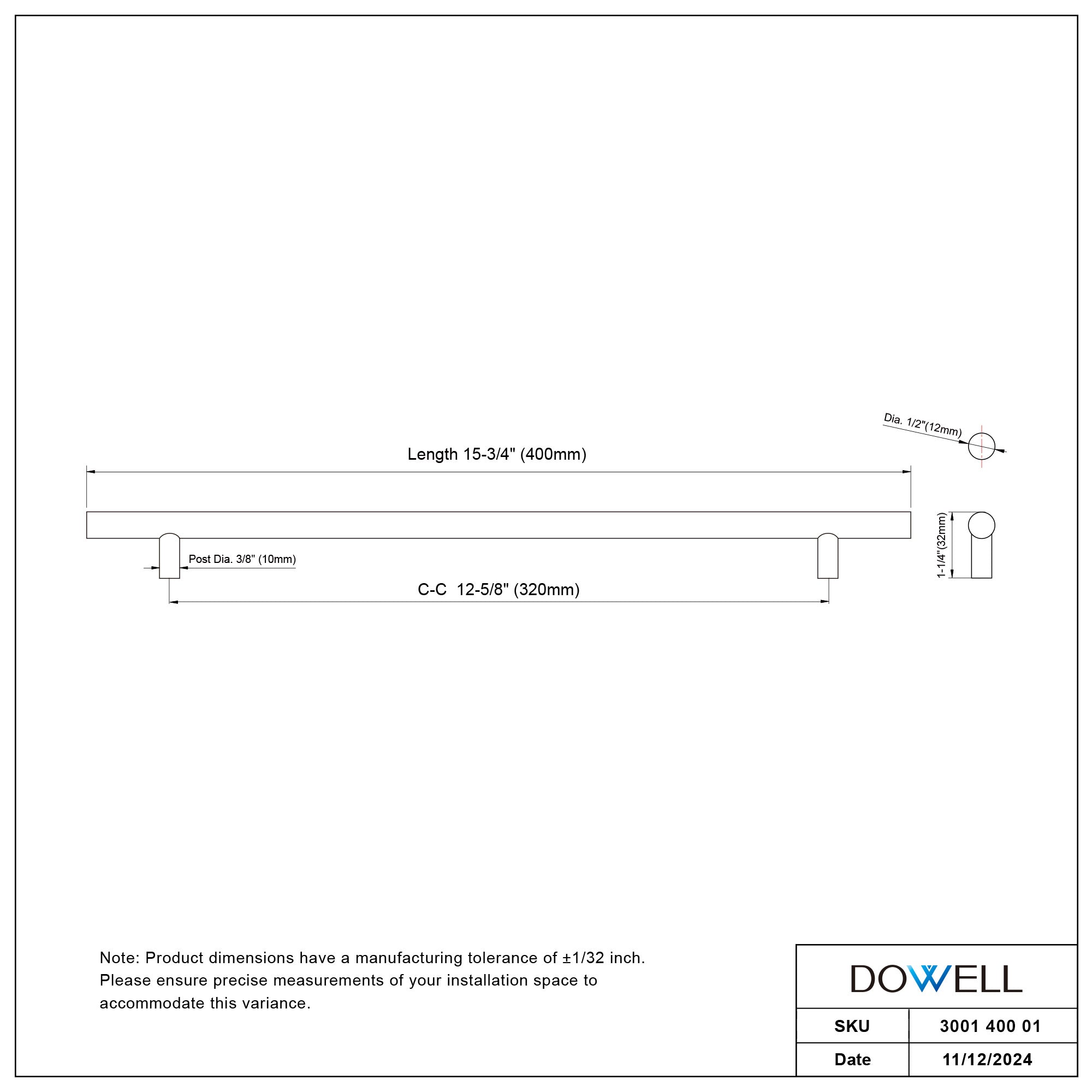 Stainless Steel Handle 3001 400 01