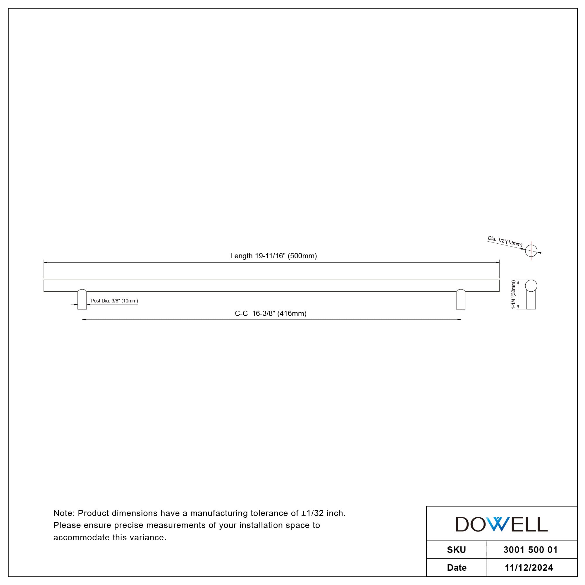 Stainless Steel Handle 3001 500 01