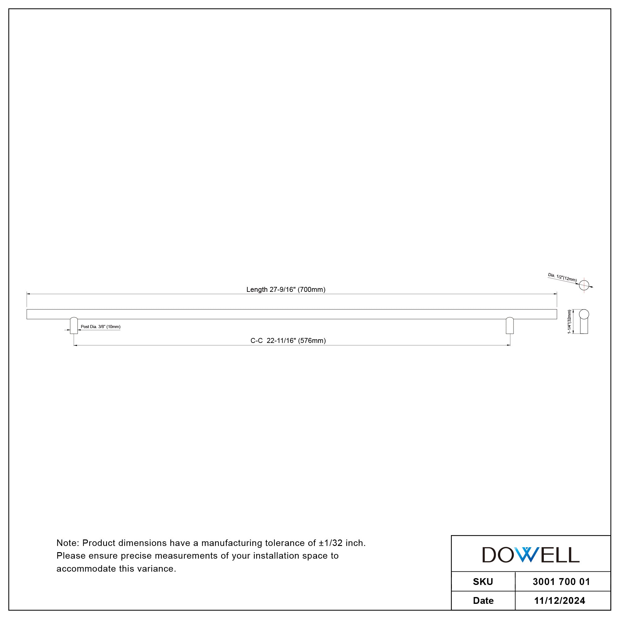 Stainless Steel Handle 3001 700 01