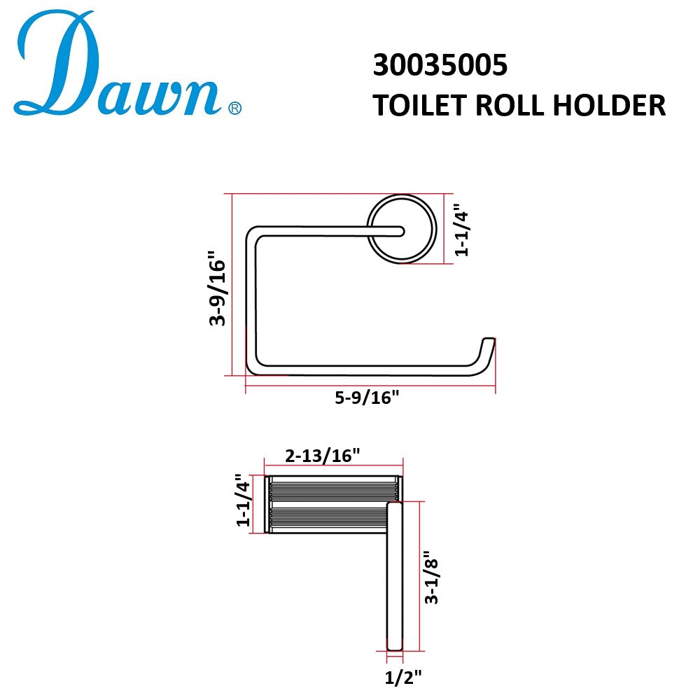 Dawn 3003 Series Solid Brass/Stainless Steel Straight Knurl Toilet Roll Holder