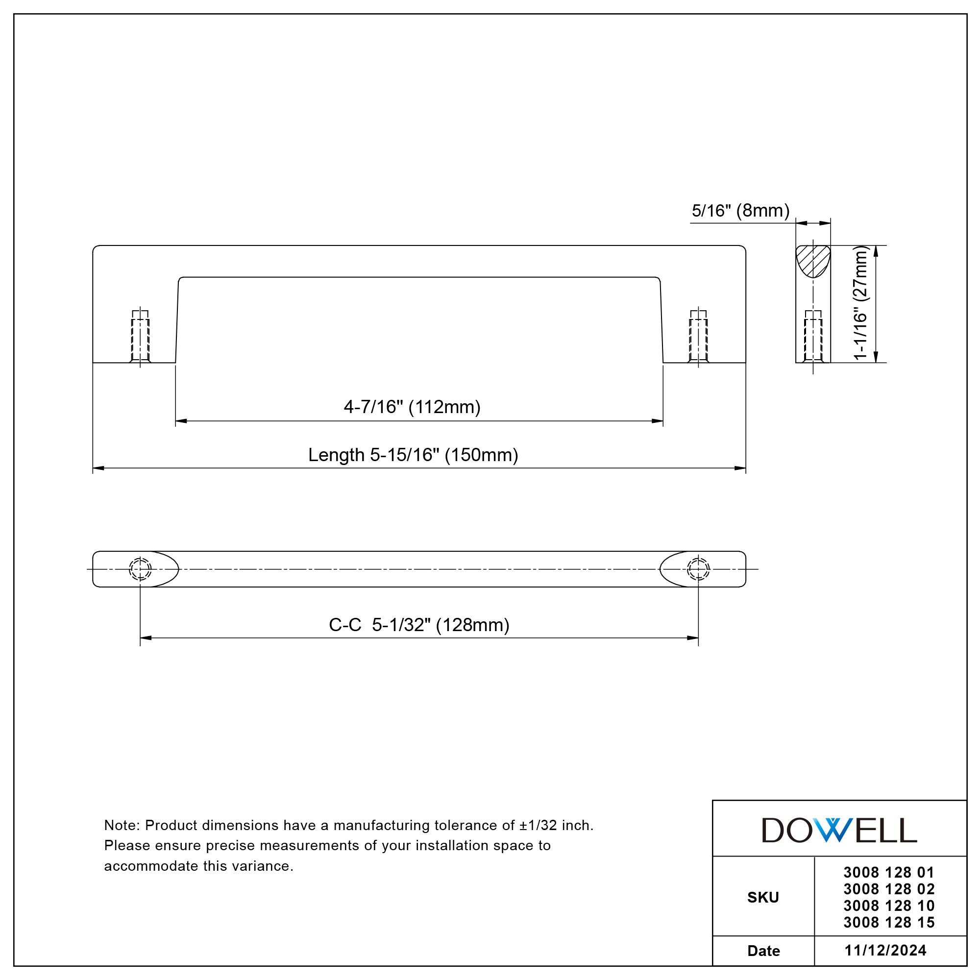 Handle 3008 128