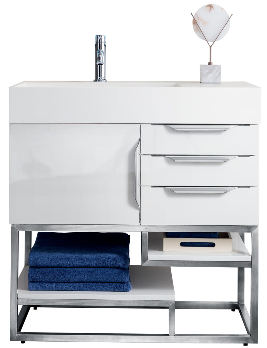 James Martin Columbia 36" Freestanding Single Vanity with Mineral Composite Stone Countertop