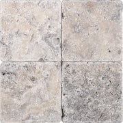 Silver Travertine Tumbled Tile 4"X4"