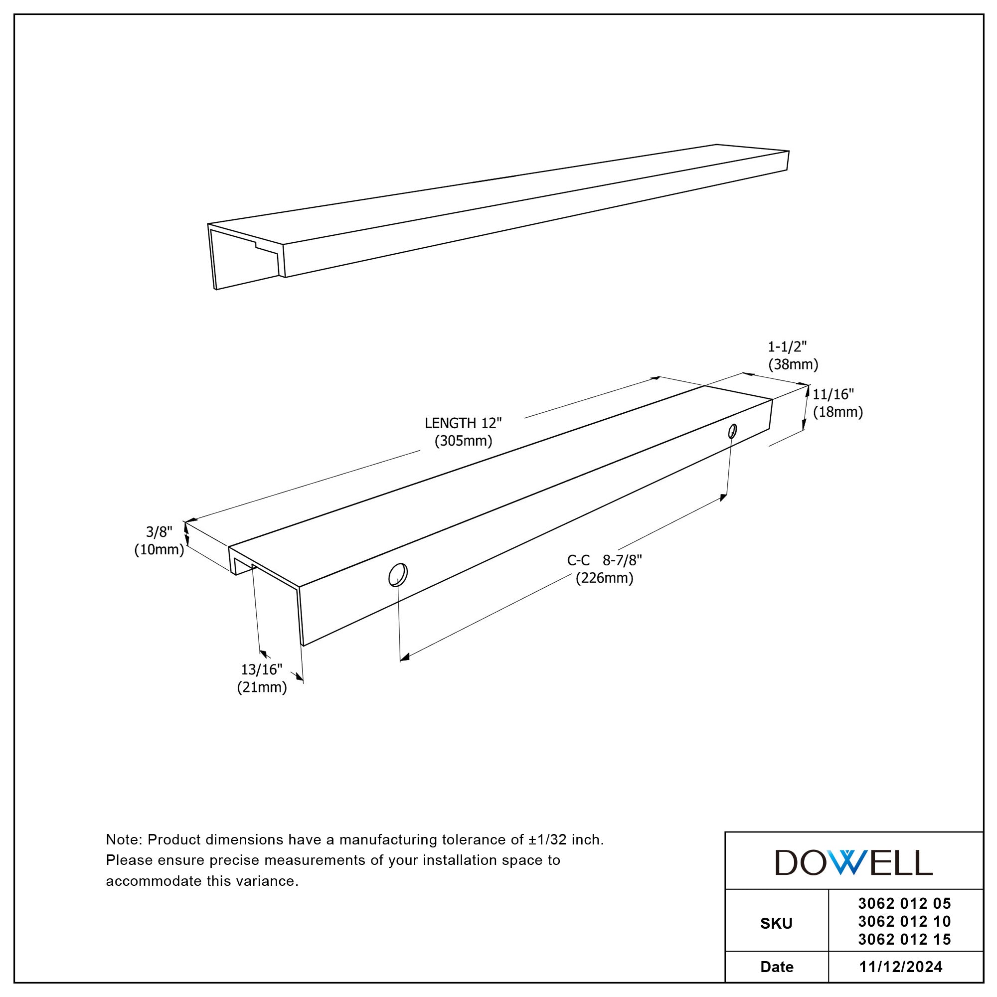 Aluminum Cabinet Pulls 3062 012