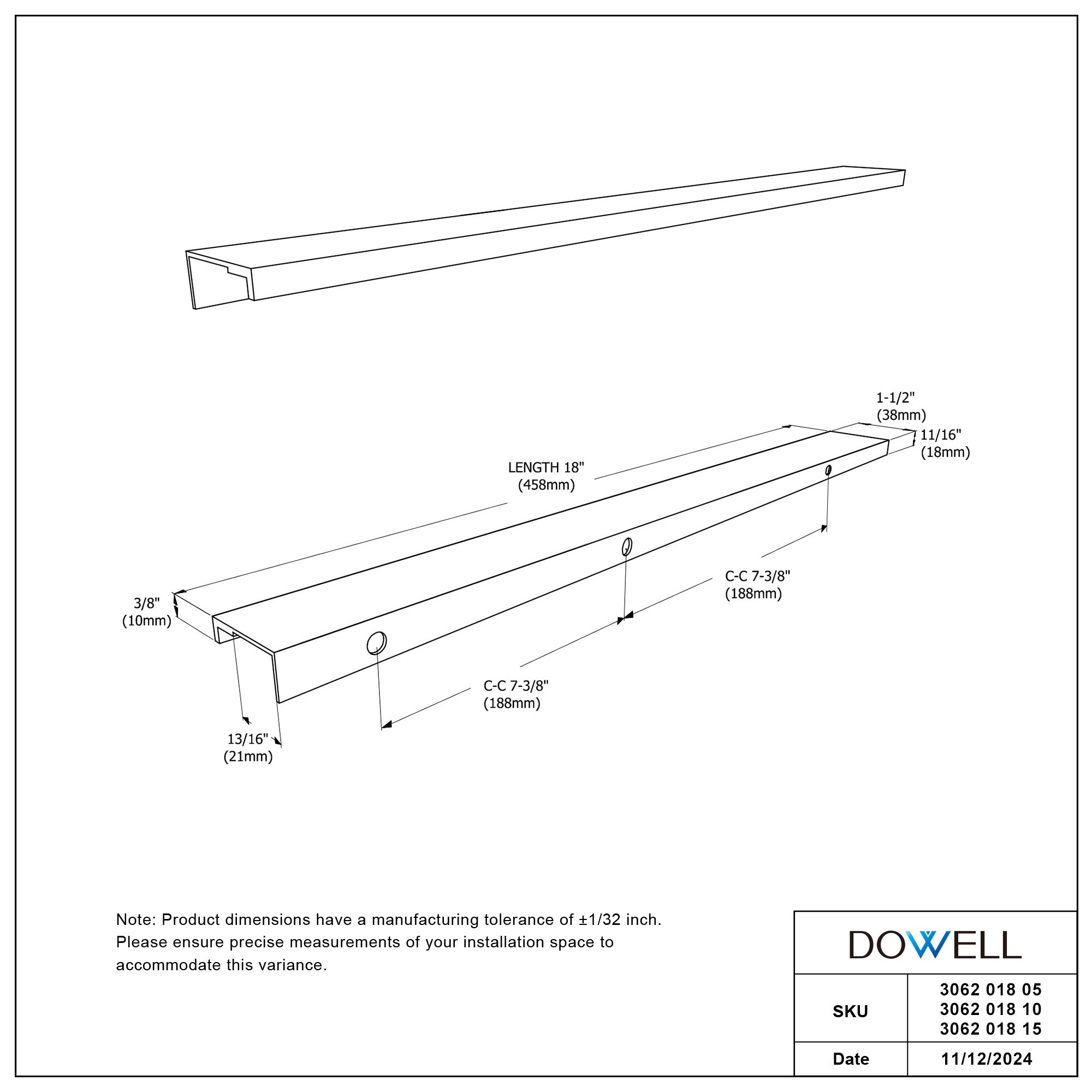 Aluminum Cabinet Pulls 3062 018