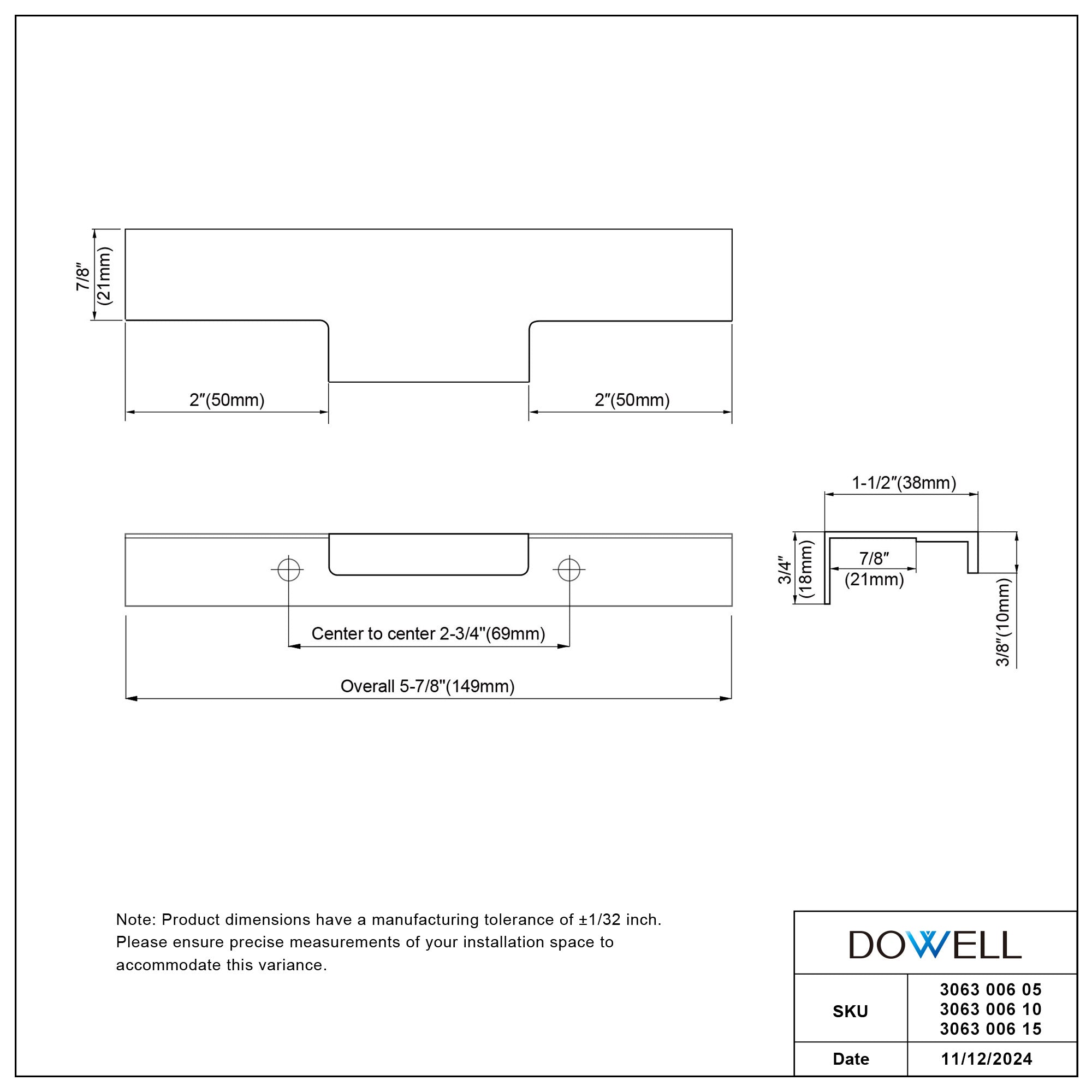 Aluminum Cabinet Pulls 3063 006
