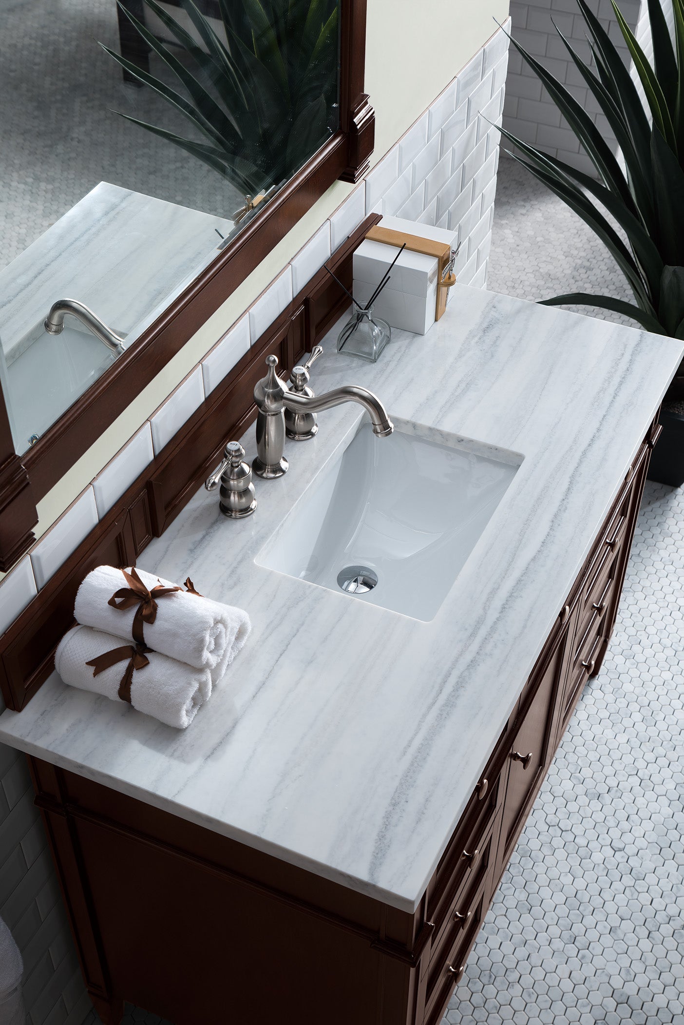 James Martin Brittany 48" Single Vanity in Burnished Mahogany with 3cm Countertop