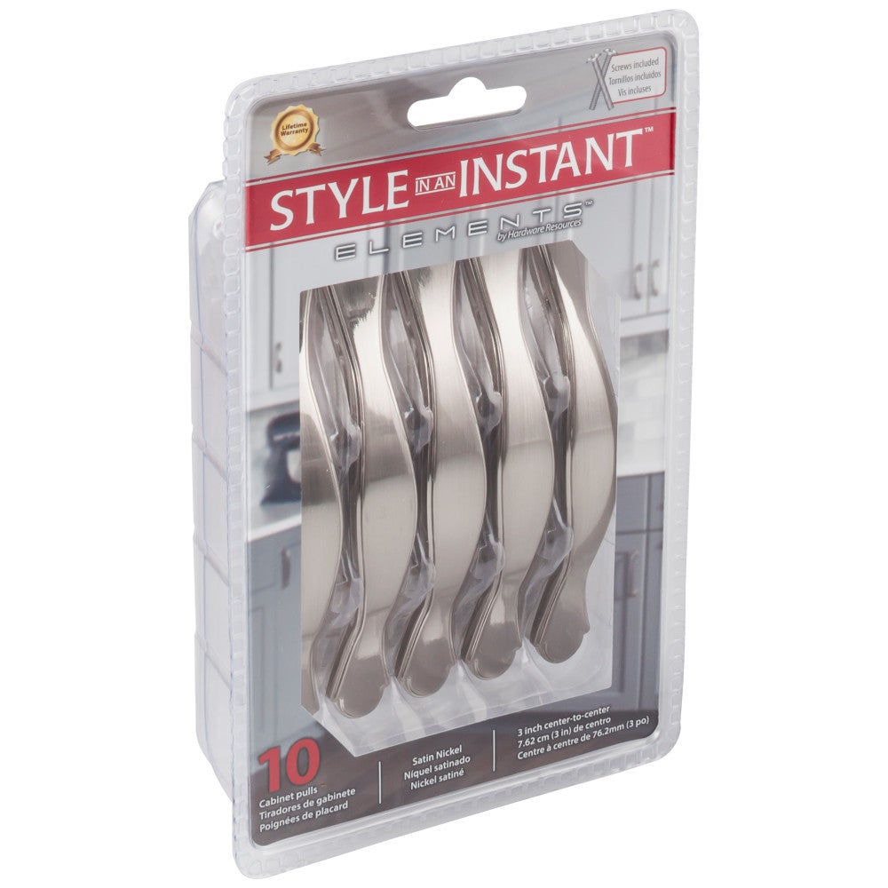 Hardware Resources 3" Center-to-Center Satin Nickel Gatsby Cabinet Pull
