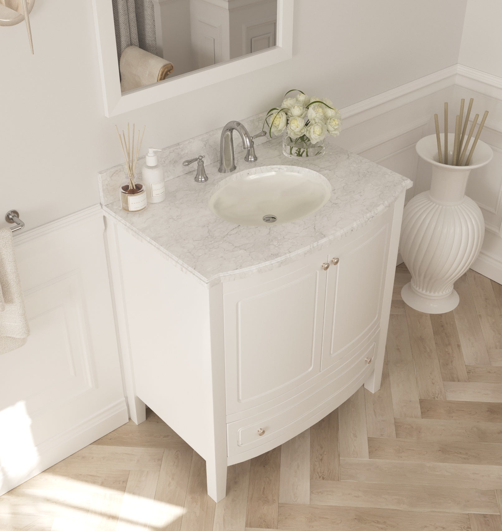 Estella 32" Bathroom Vanity with Jerusalem Gold Marble Countertop