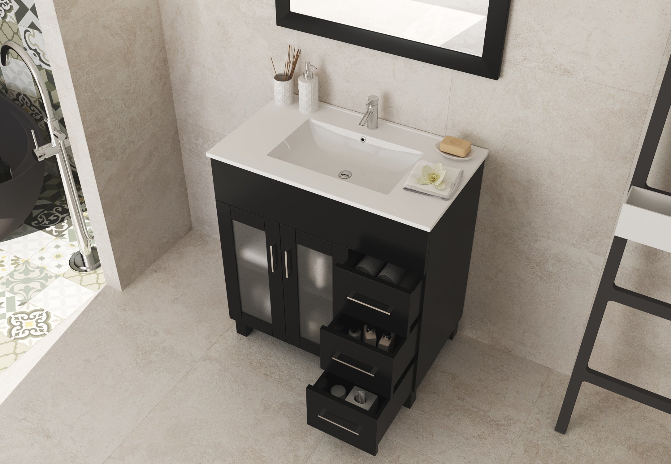 Nova 32" Bathroom Vanity with White Ceramic Basin Countertop