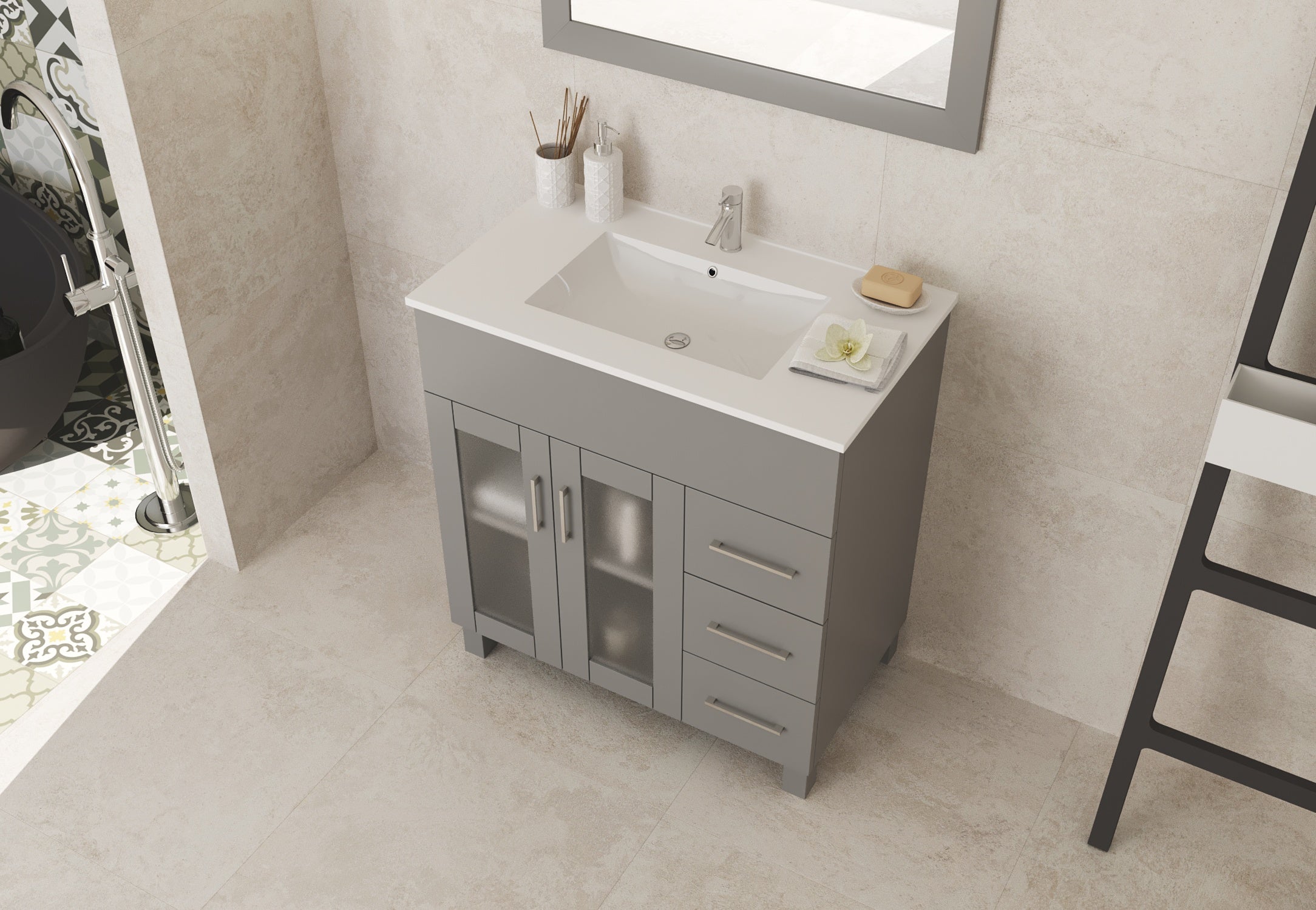 Nova 32" Bathroom Vanity with White Ceramic Basin Countertop