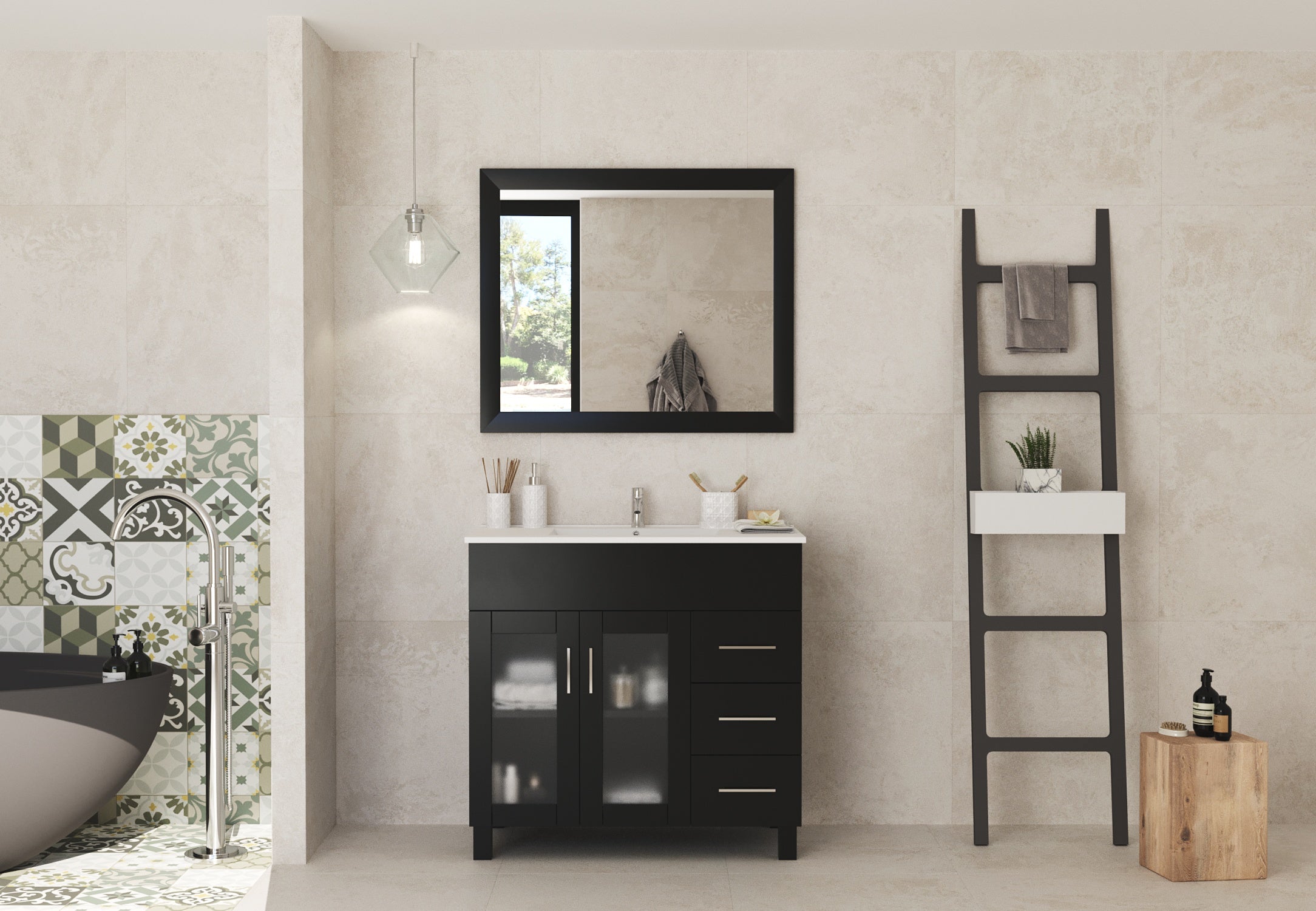 Nova 36" Bathroom Vanity with White Ceramic Basin Countertop