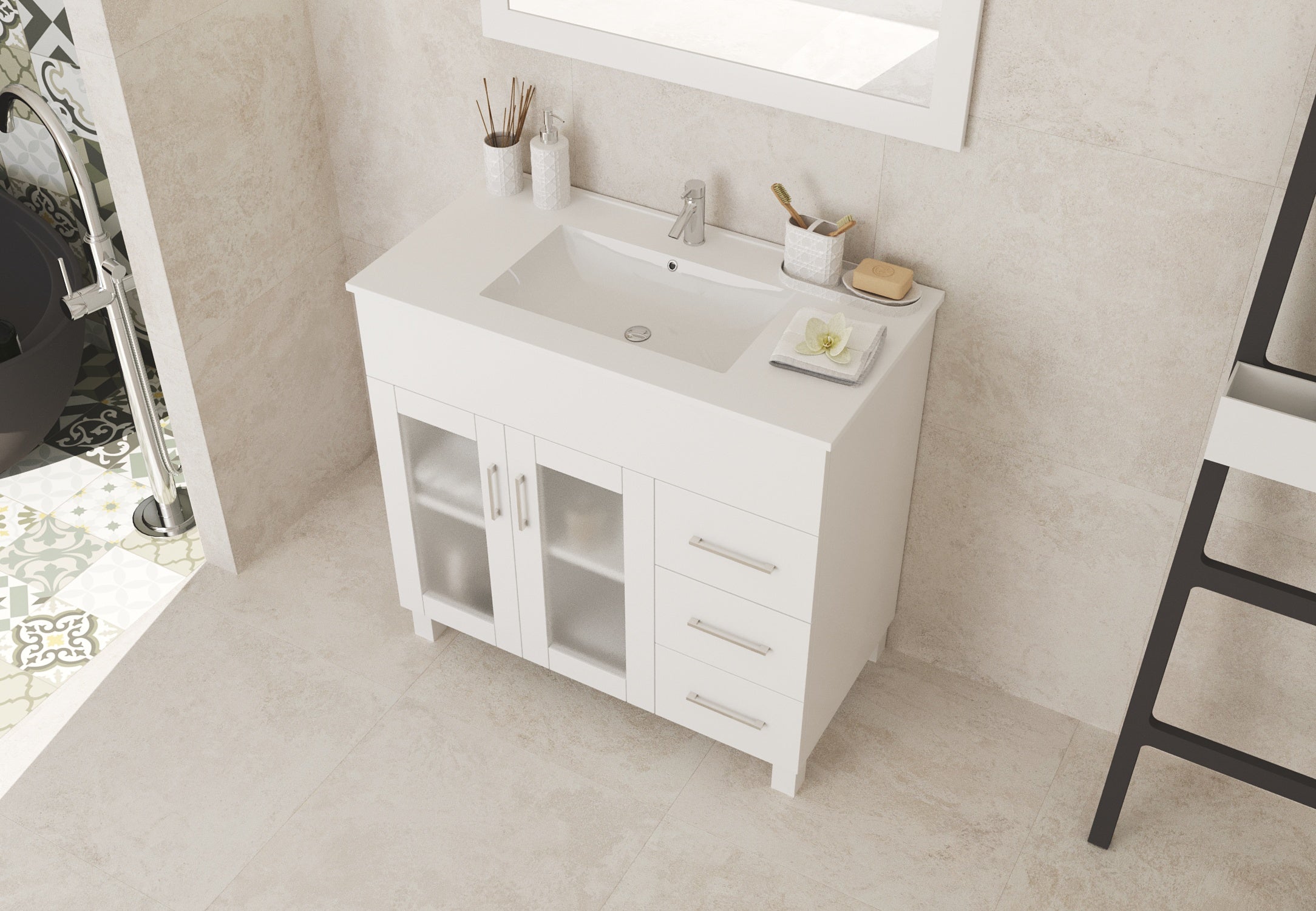 Nova 36" Bathroom Vanity with White Ceramic Basin Countertop