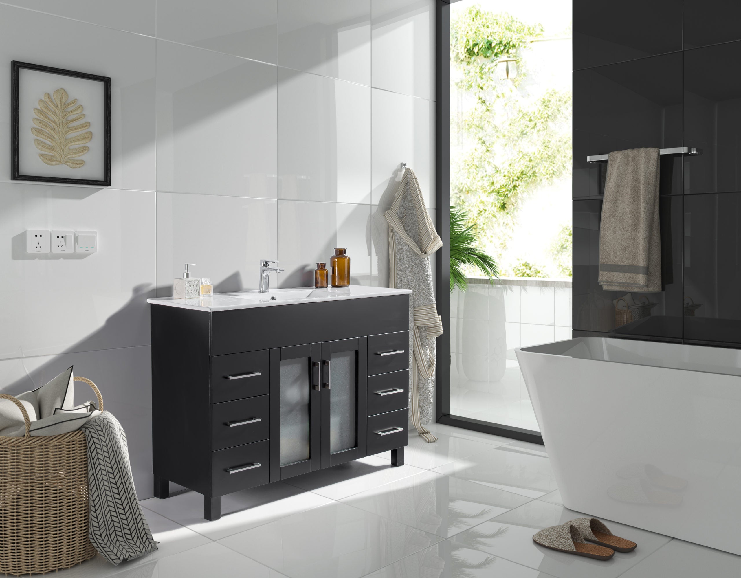 Nova 48" Bathroom Vanity with White Ceramic Basin Countertop