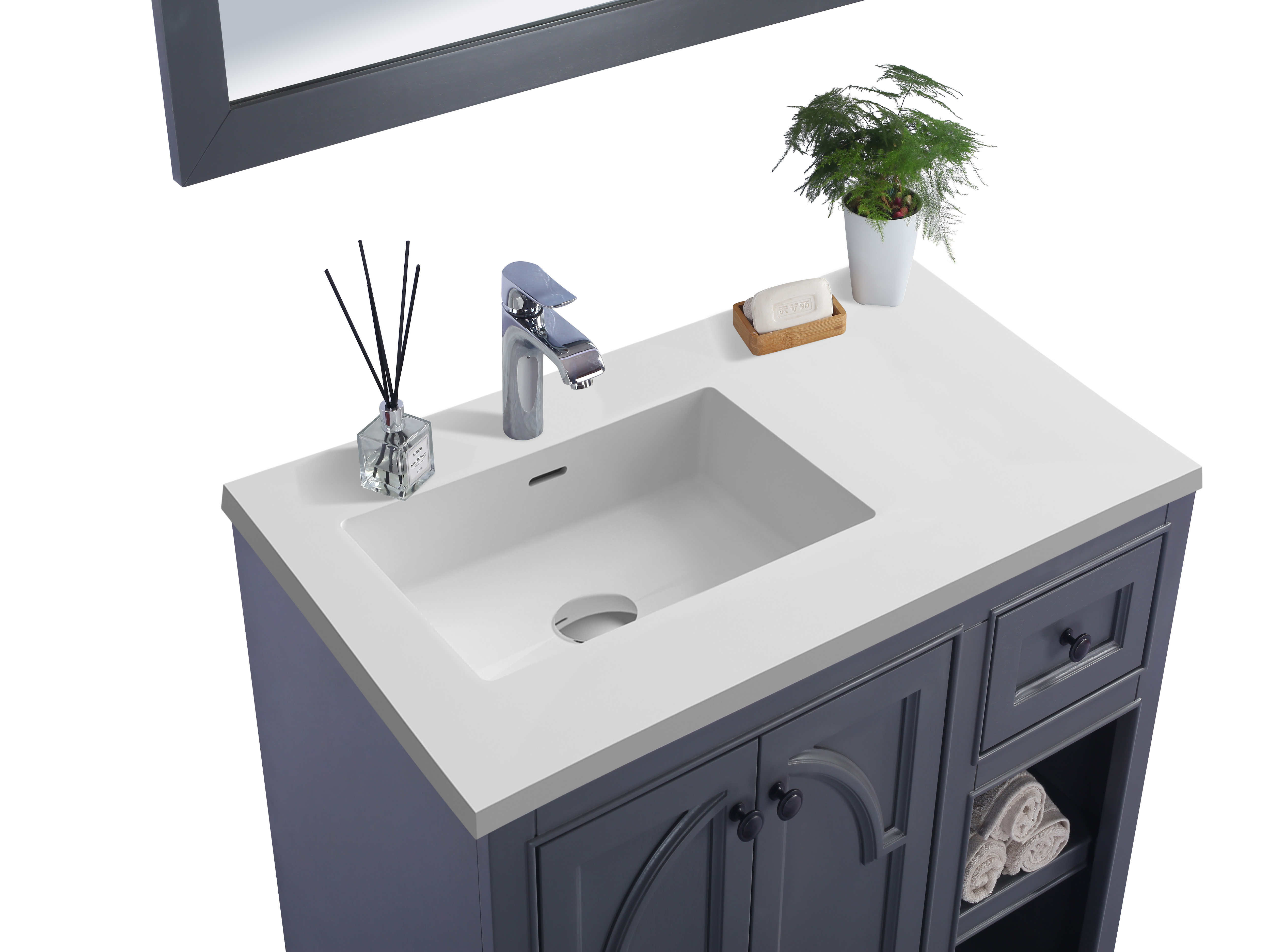 Odyssey 36" Maple Grey Bathroom Vanity with Countertop