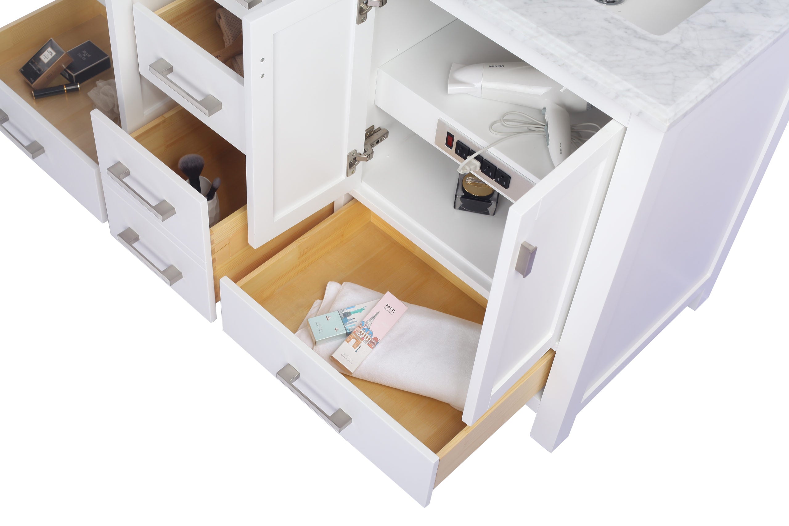 Wilson 60" White Double Sink Bathroom Vanity with Countertop