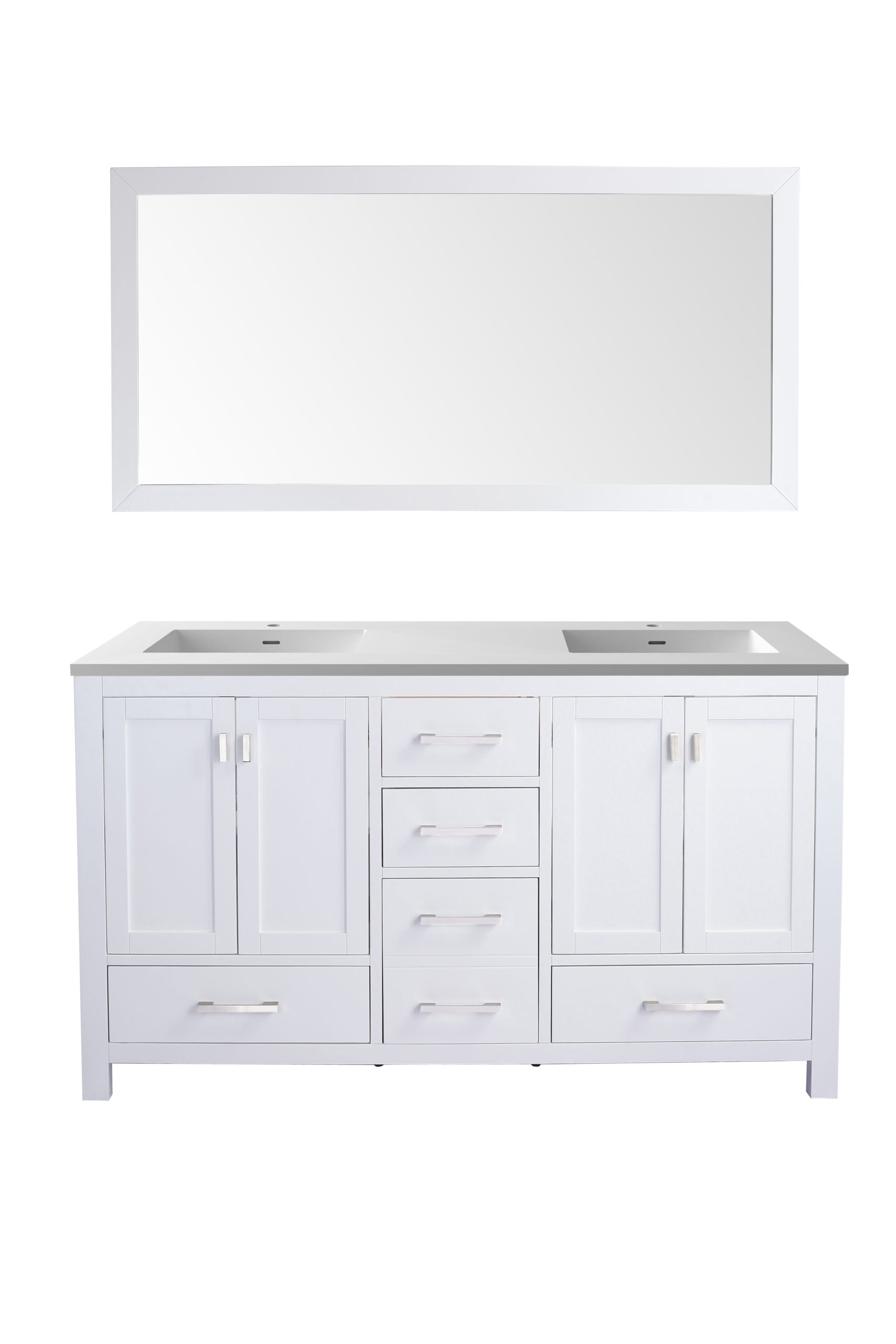 Wilson 60" White Double Sink Bathroom Vanity with Countertop