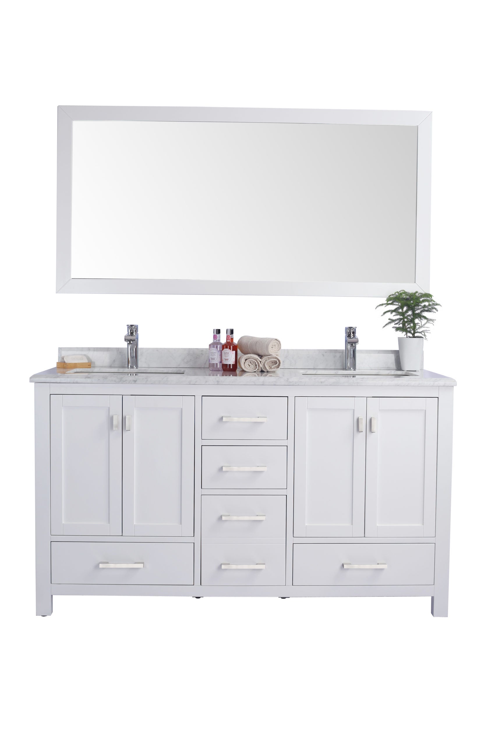 Wilson 60" White Double Sink Bathroom Vanity with Countertop