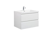 Aurora 24" Glossy Polar White Wall Hung Bathroom Vanity with White Acrylic Countertop