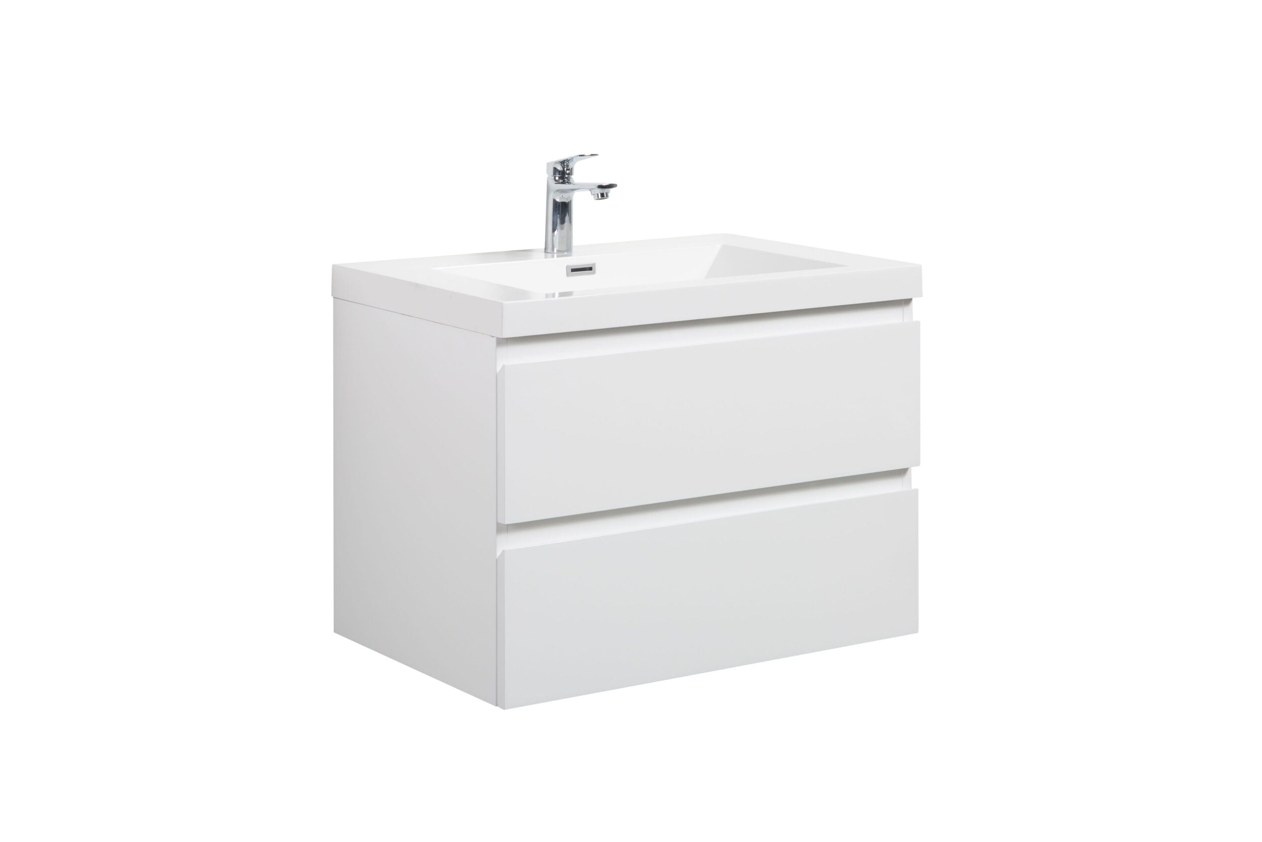 Aurora 24" Glossy Polar White Wall Hung Bathroom Vanity with White Acrylic Countertop